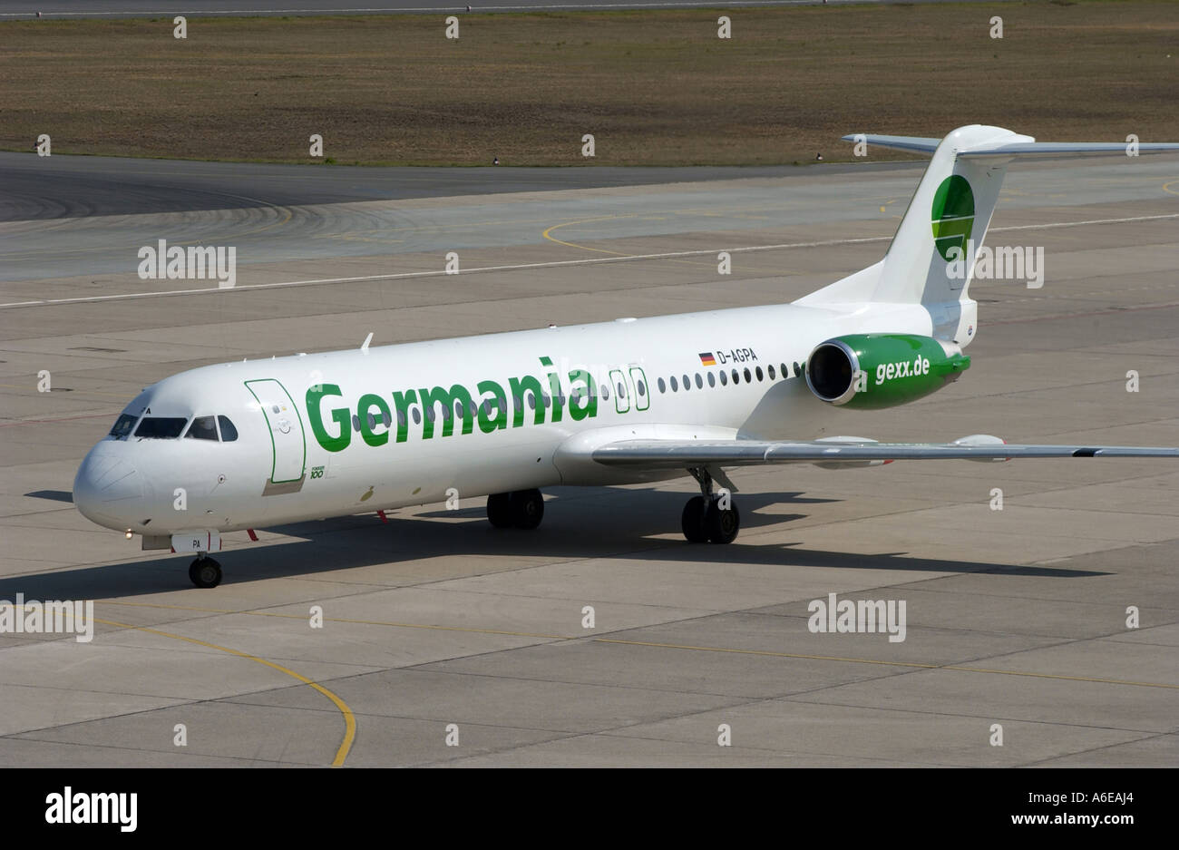 Air Germania airplane at Tegel airport, Berlin Stock Photo