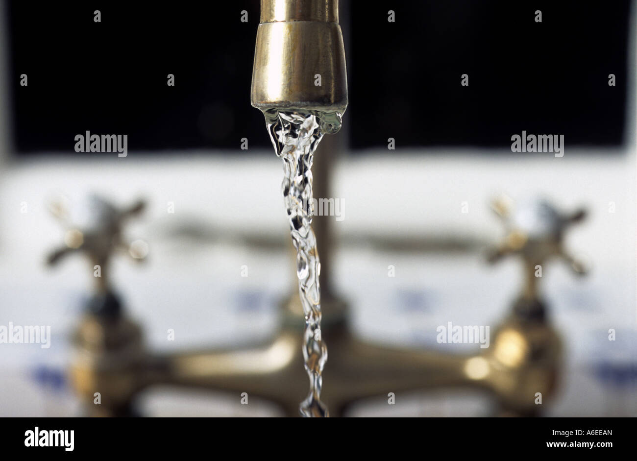 Running water from kitchen taps supplied by Anglian Water, Alderton, Suffolk, UK Stock Photo Alamy