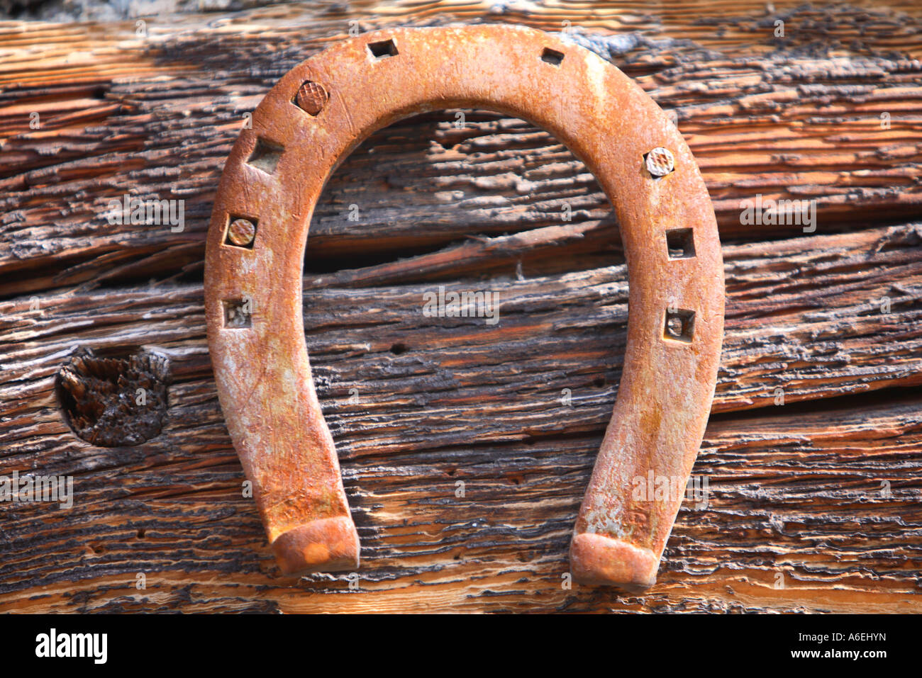 horseshoe horse shoe on the wall of a house in Peisey Tarentaise Savoy