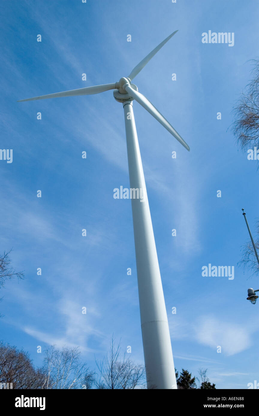 Large wind powered turbine to produce eco friendly electricity Stock