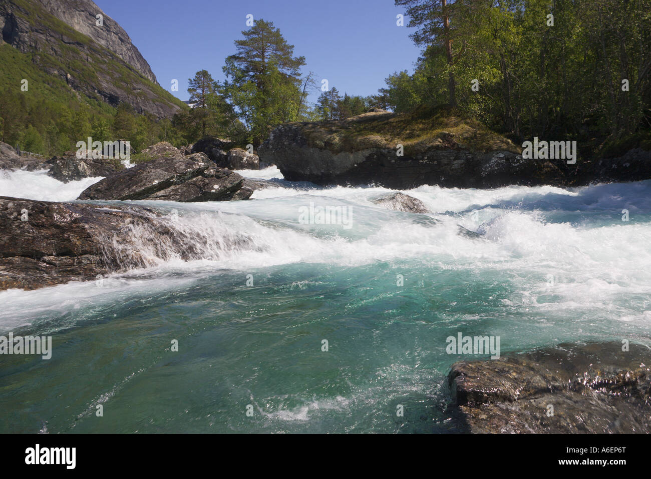 Gudbrandsjuvet waterfall Valldal Norway Stock Photo
