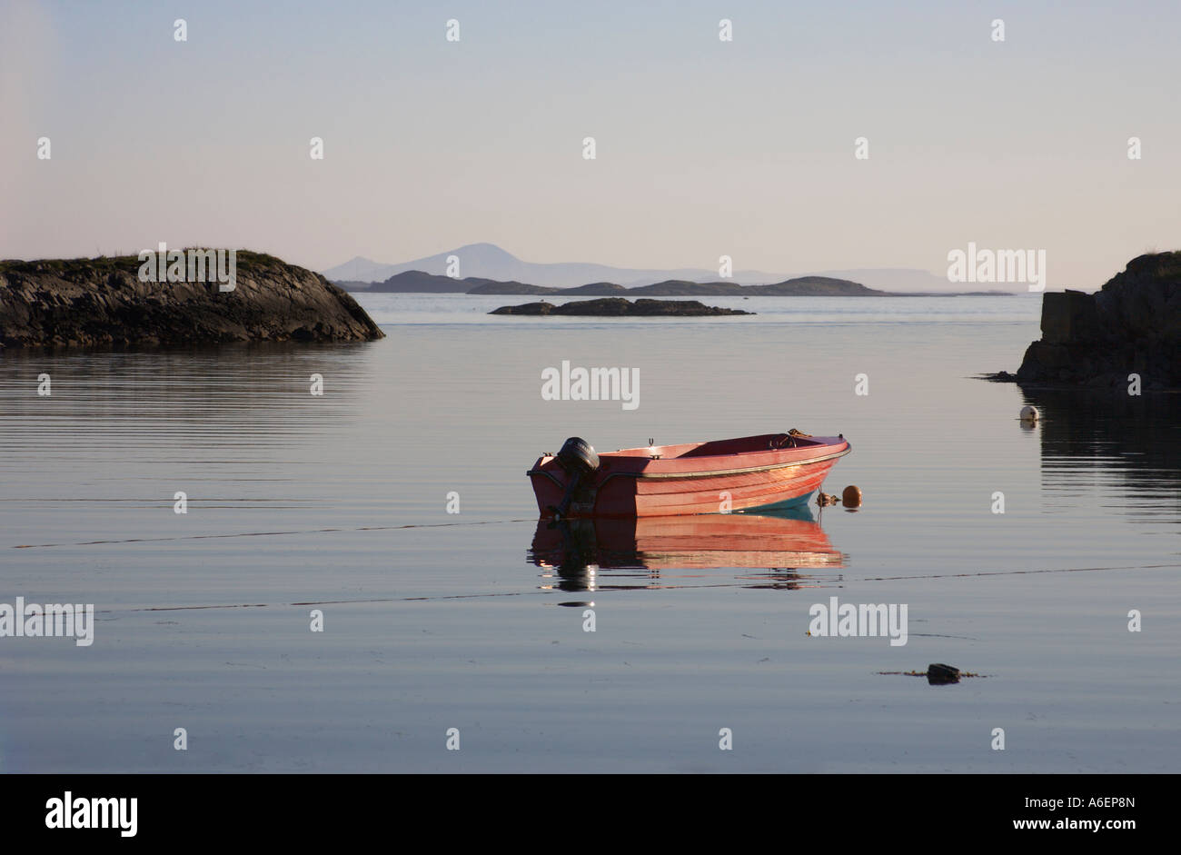 Small boat on calm fjord More og Romsdal Norway Stock Photo - Alamy