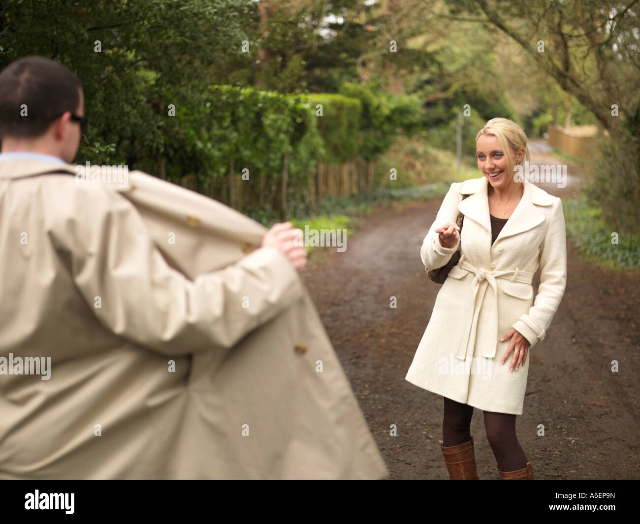 Young Man Flashing Model Released Stock Photo - Alamy