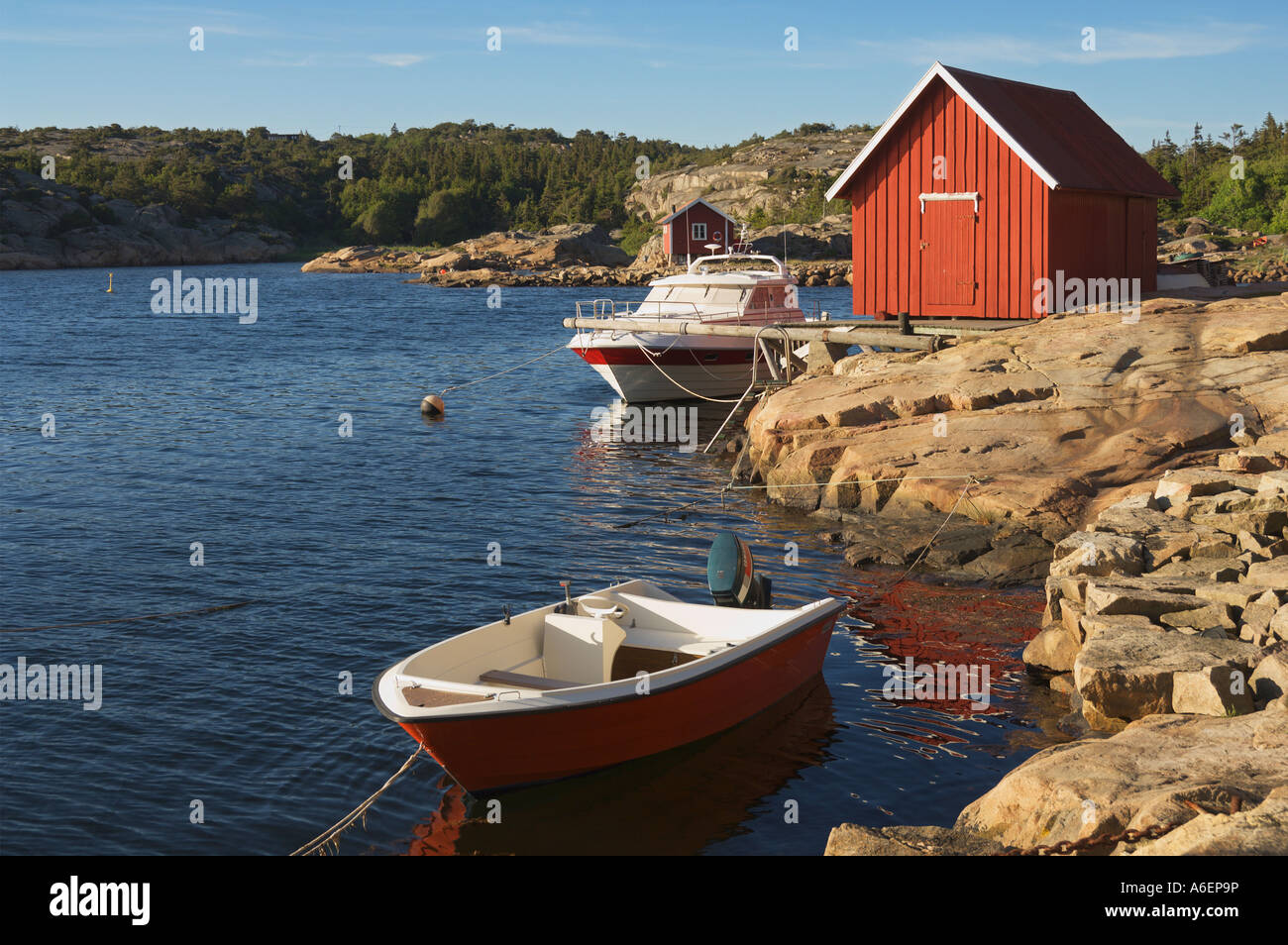 Leisure boats and fishermens cabins Hvaler Fredrikstad Norway Stock Photo