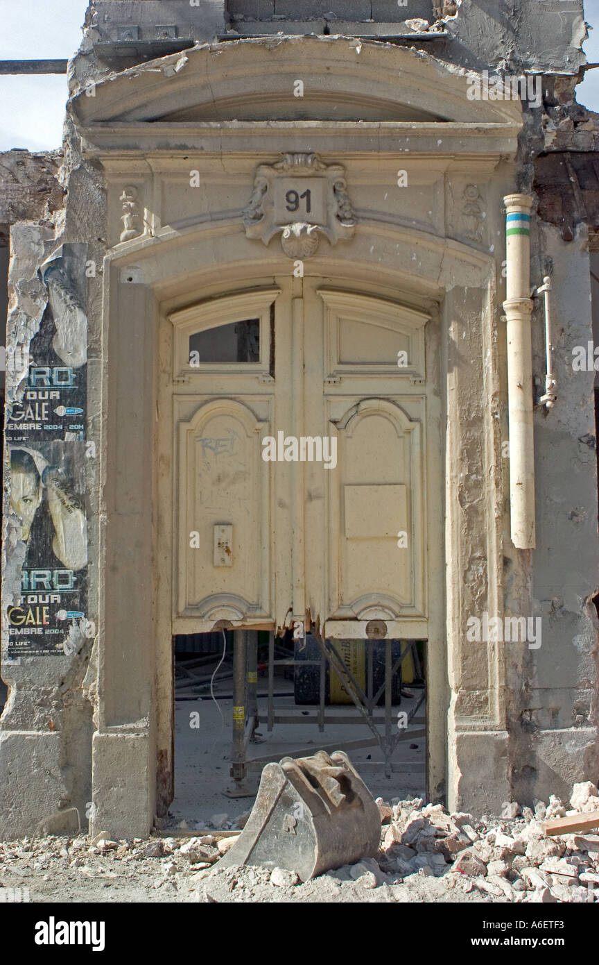 Paris France, Architectural Detail, Front Door, 'Rue Oberkampf' Building Renovations Stock Photo