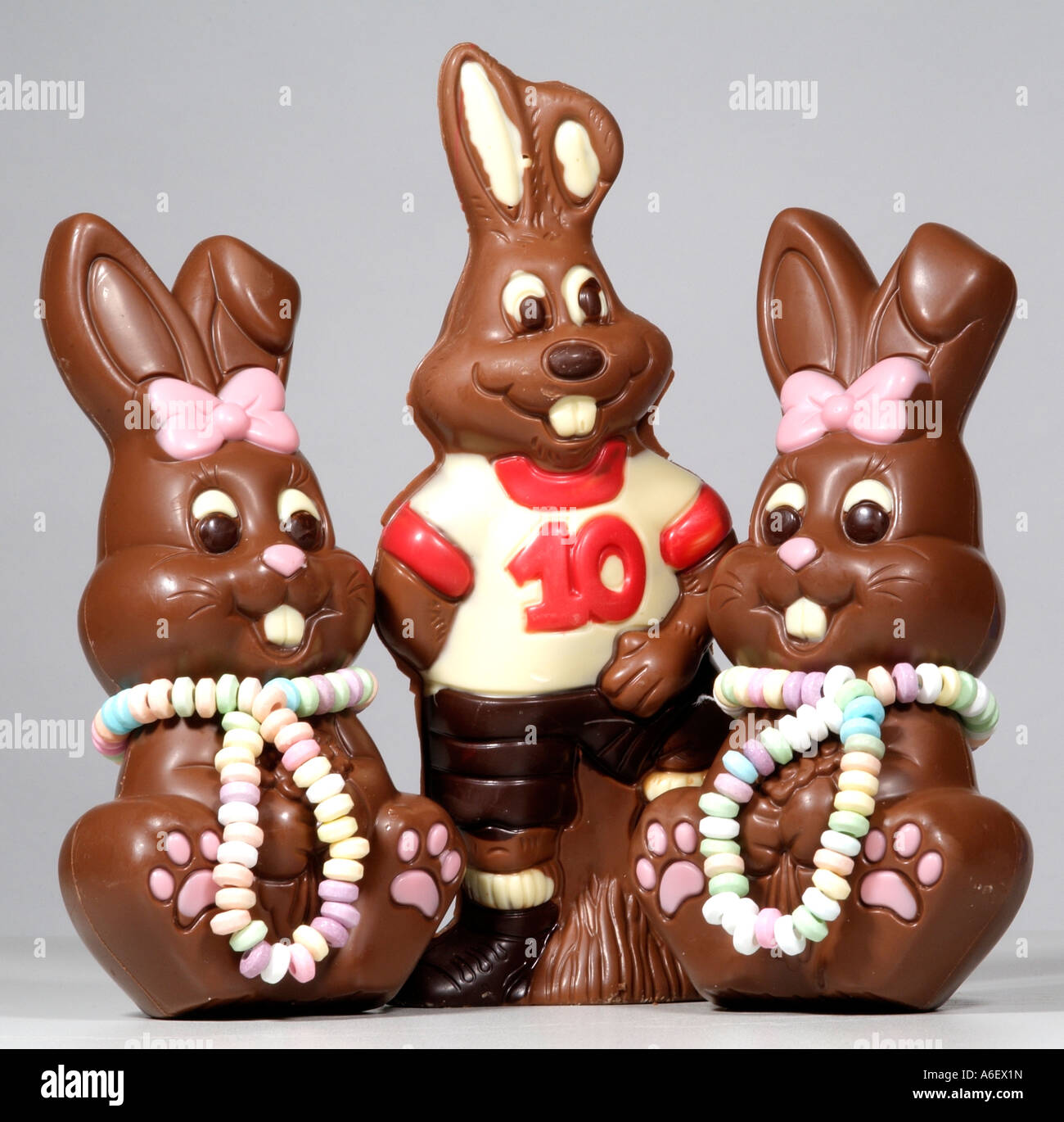 Chocolate Easter Rabbit Chocolate bunny with a necklace of sweets ...