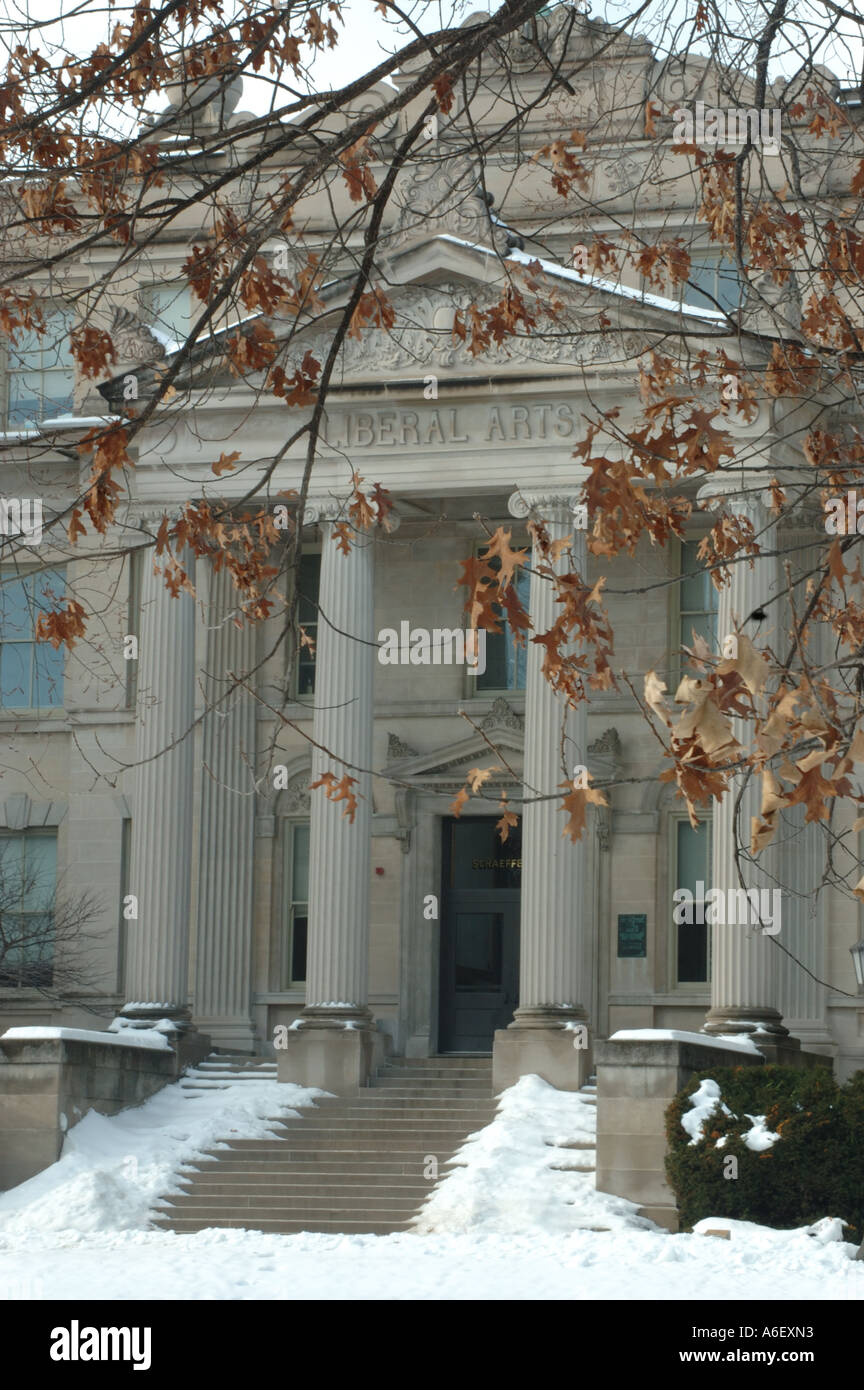 University portico in winter, Liberal Arts Stock Photo Alamy