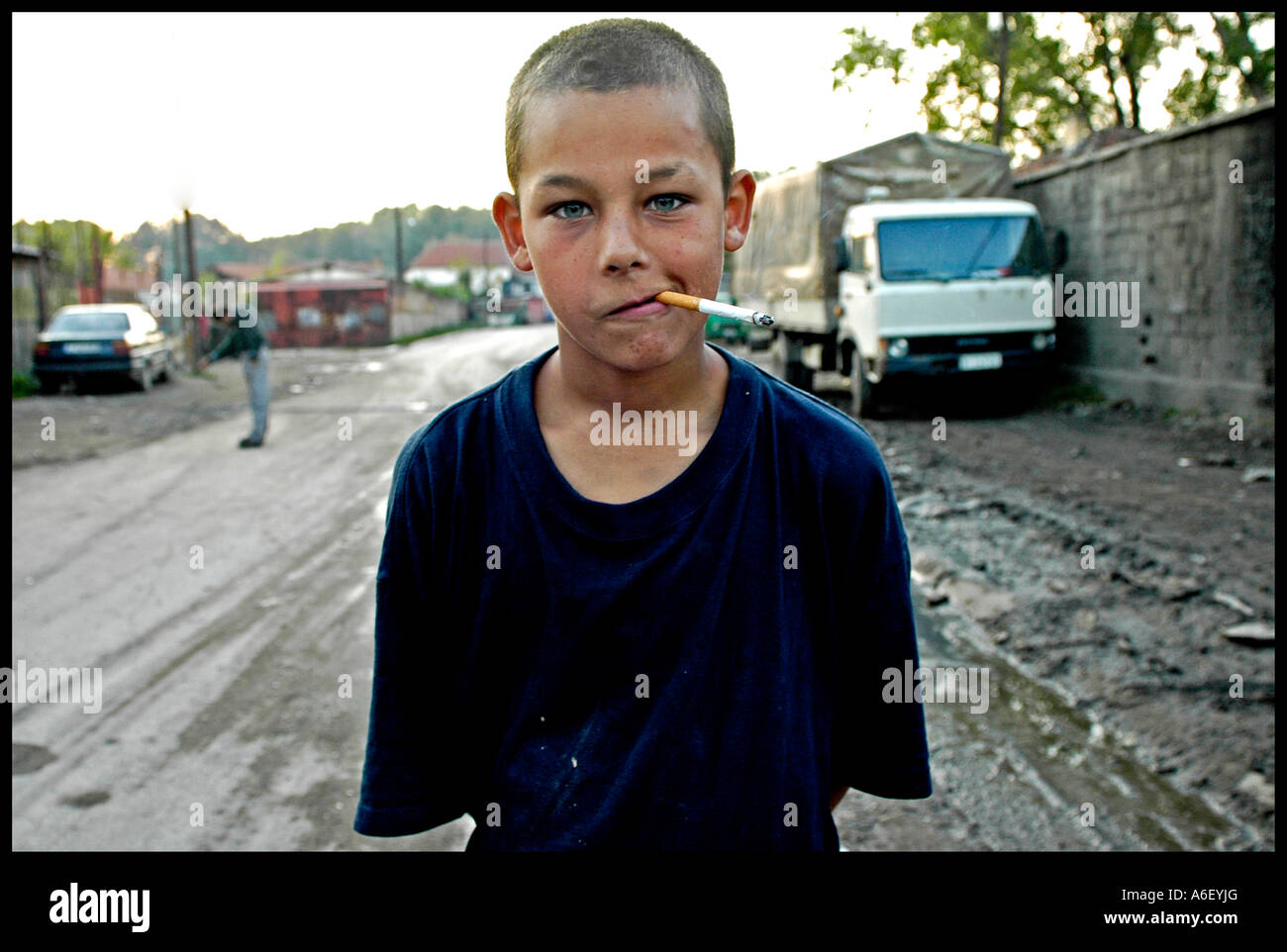 Gypsy child from Nis ghetto Stock Photo