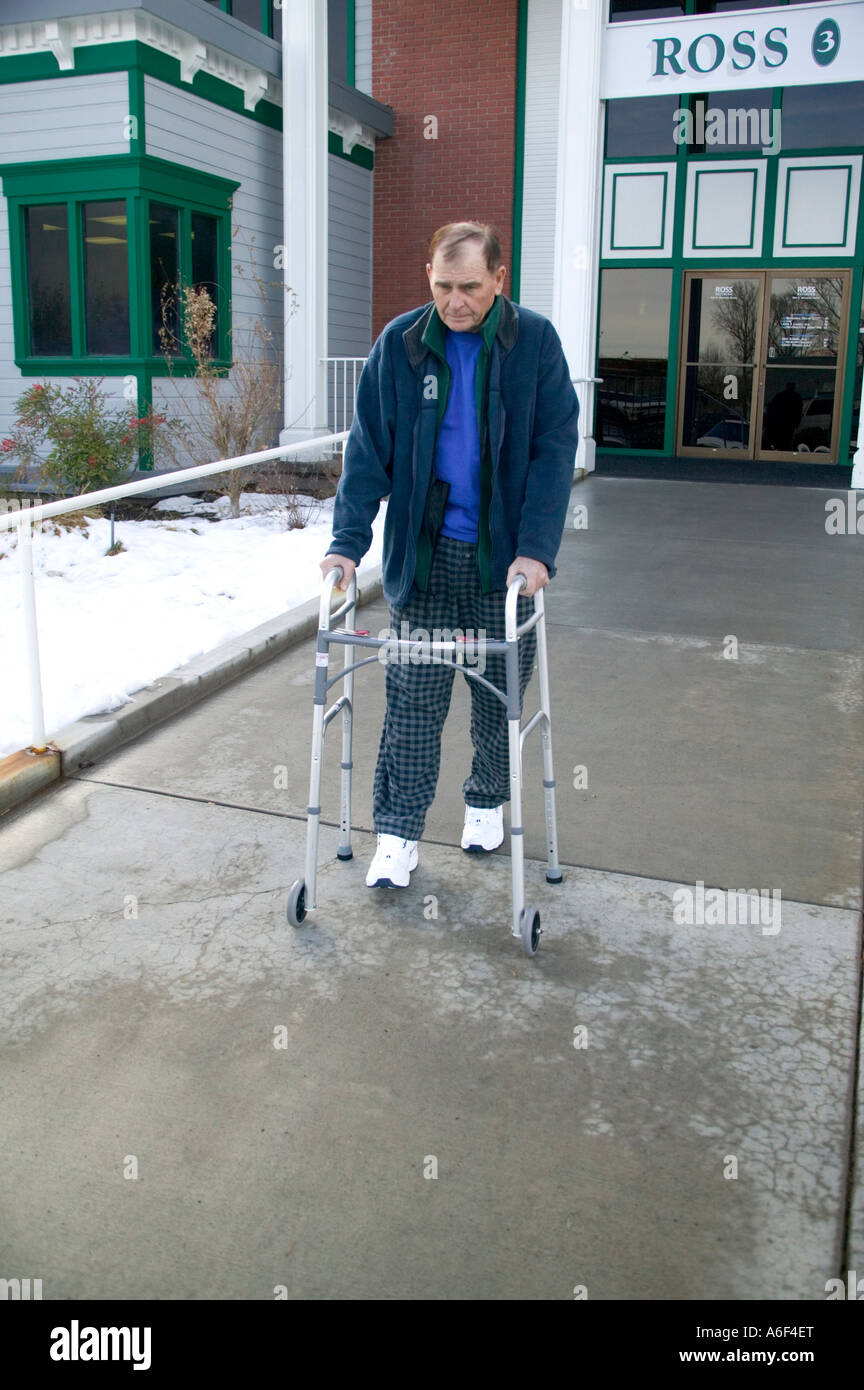 Senior male using walker, Nevada Stock Photo Alamy