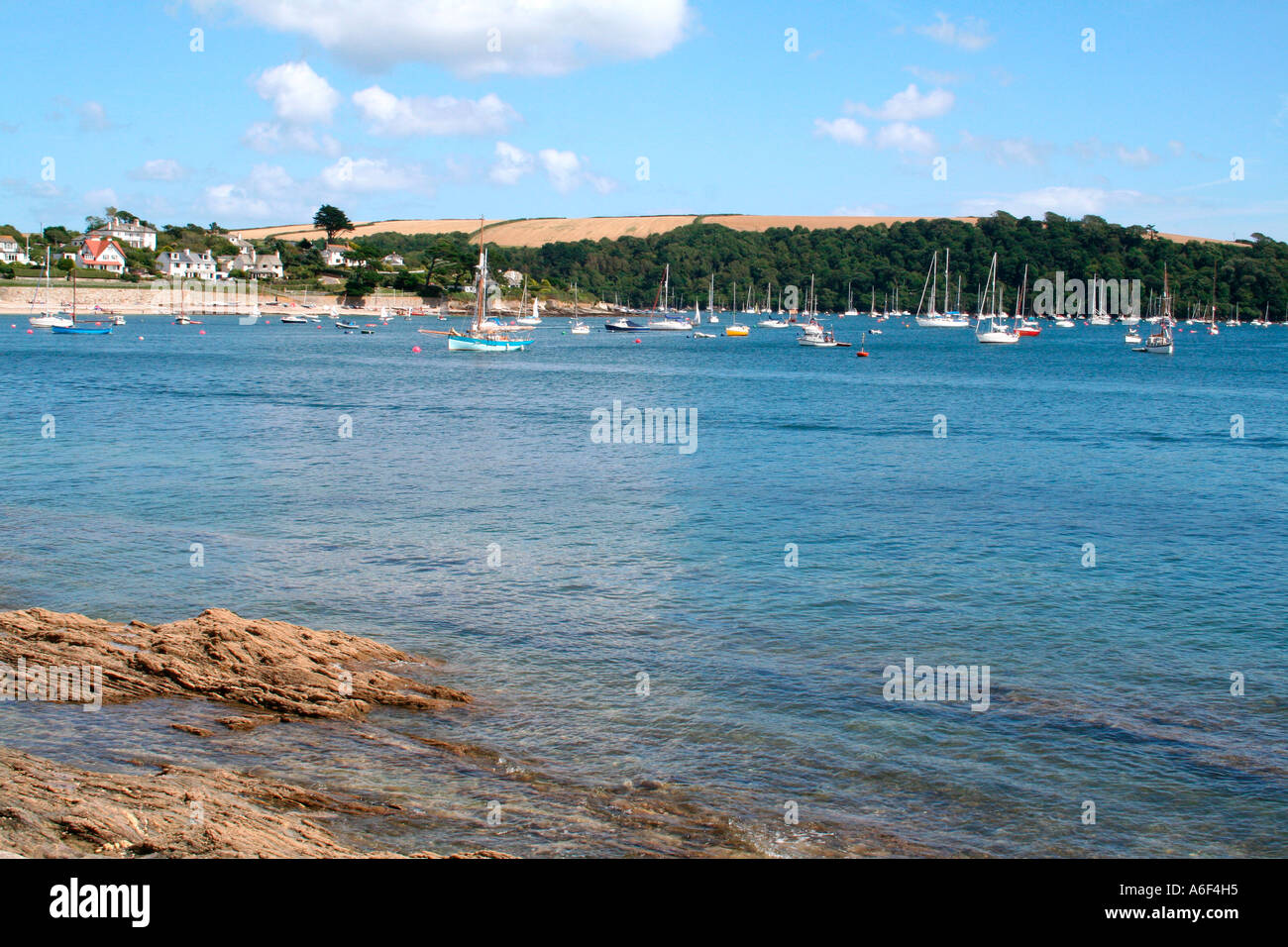 Sailing Boats on a sunny day in Roseland Cornwall, England Stock Photo