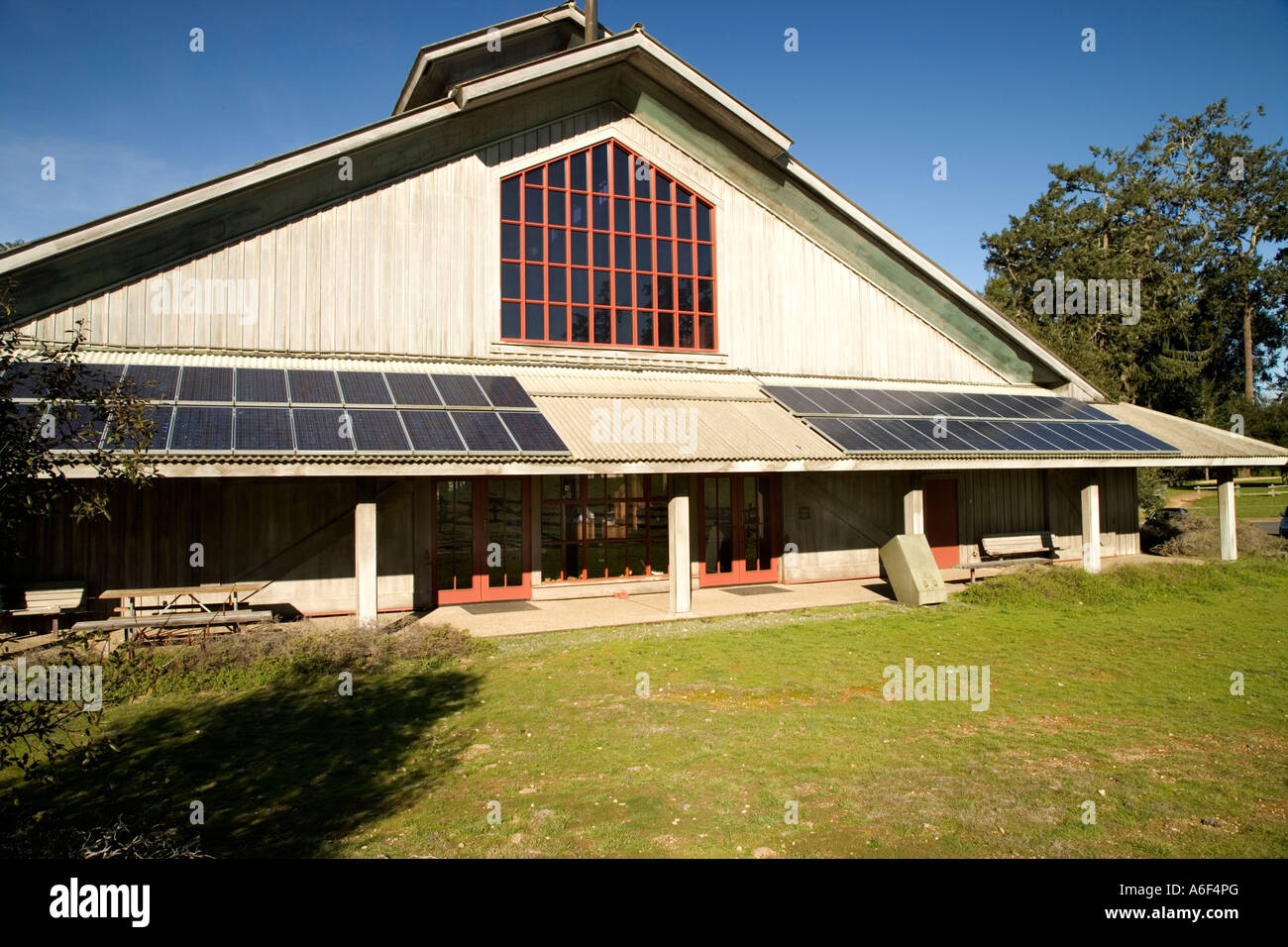 Solar panels installed at Point Reyes National Seashore Visitors Center, California. Stock Photo