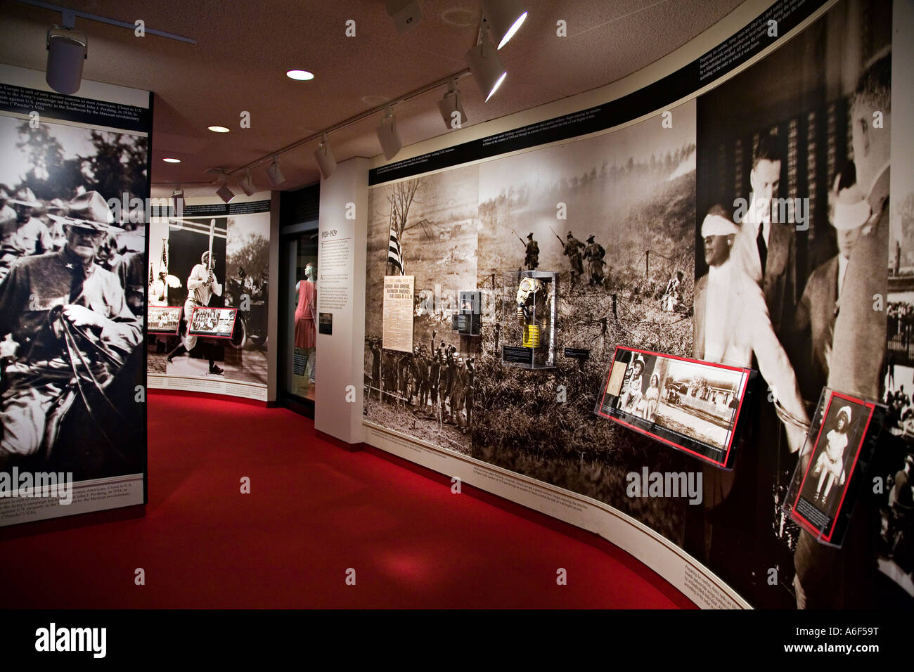TEXAS Austin Photographs displayed in interior of Lyndon Baines Johnson Presidential Library and Museum Stock Photo
