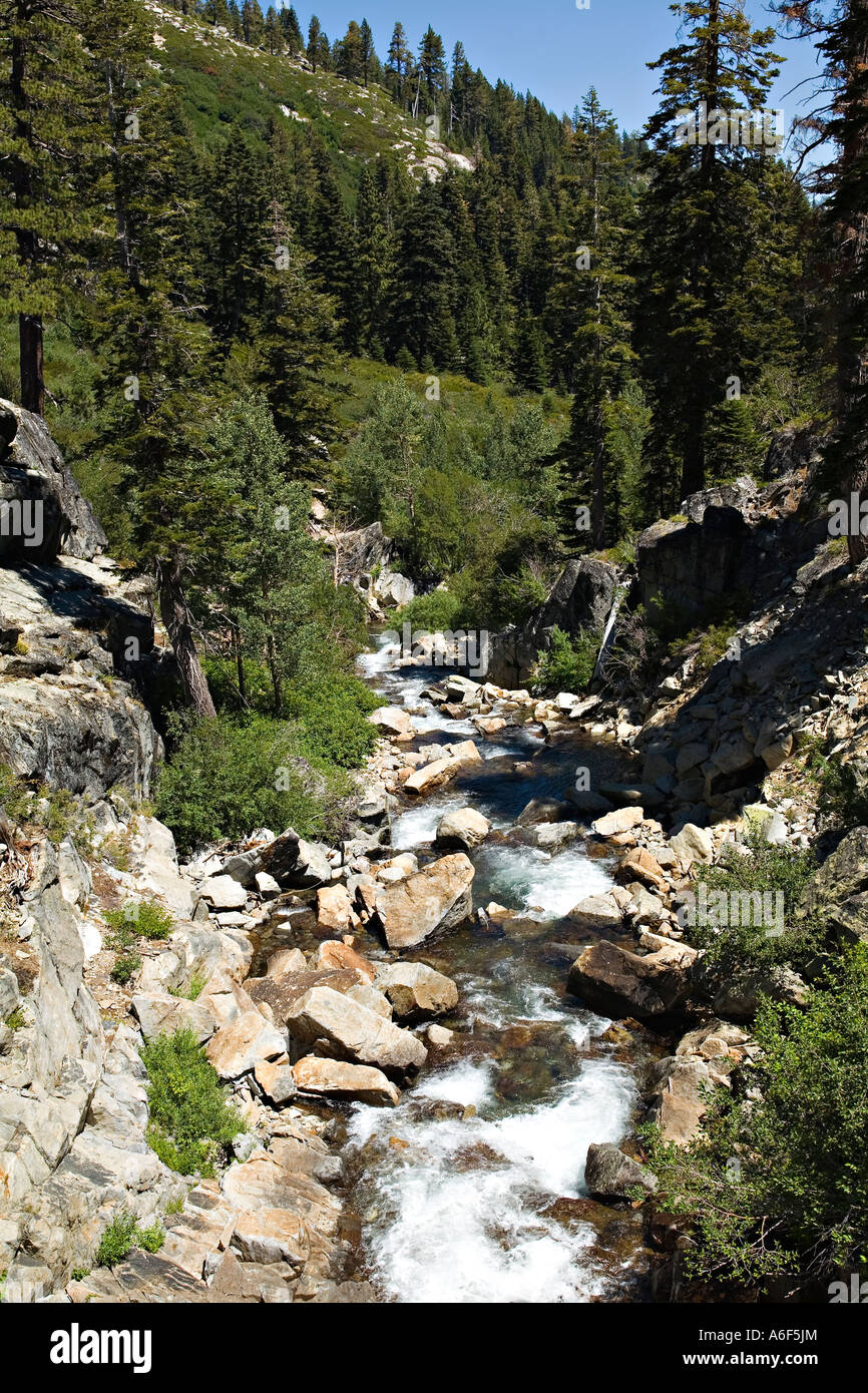 CALIFORNIA Lake Tahoe Water flow in stream near Upper Eagle Falls Stock ...