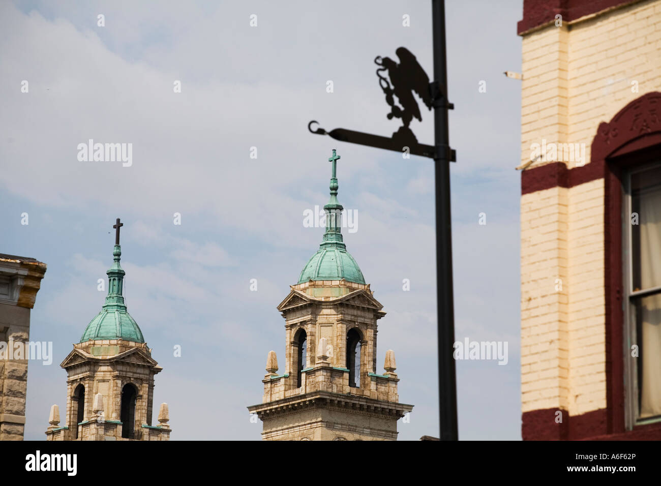ILLINOIS Chicago Twin spires of St Adalbert Catholic Church in Pilsen