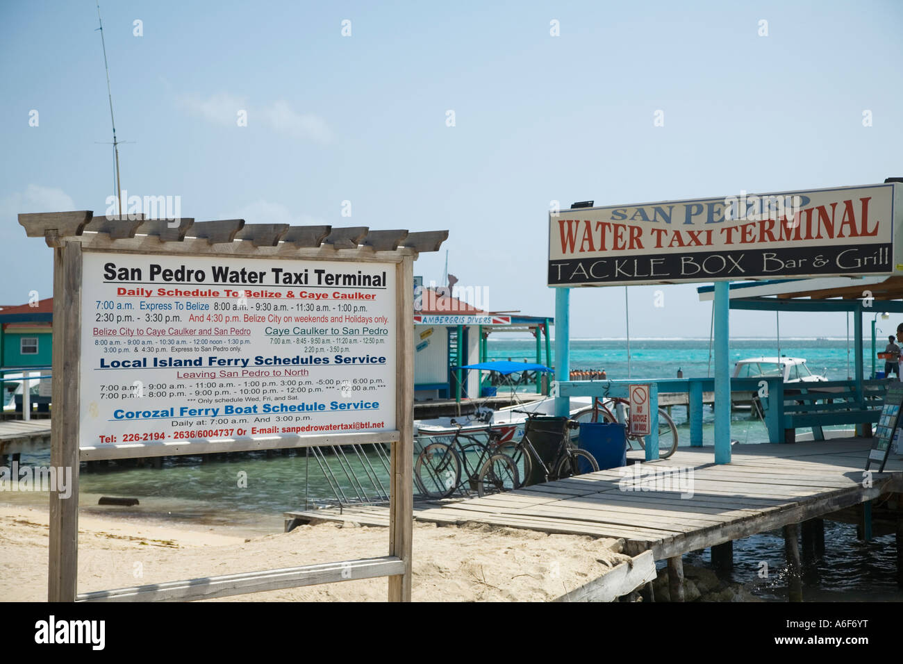 BELIZE San Pedro On Ambergris Caye Sign And Dock For San Pedro Water 