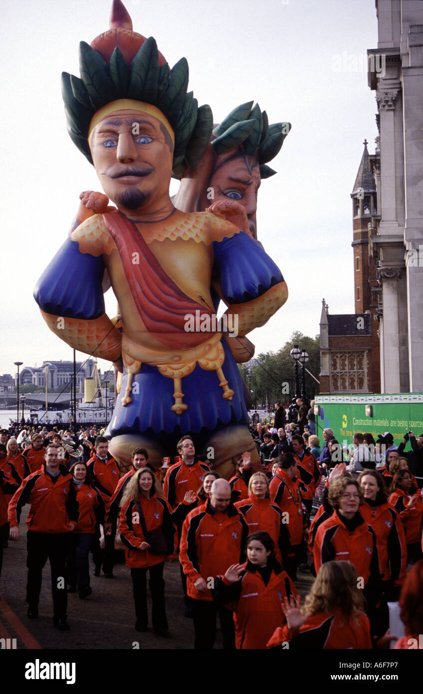 Inflatable Gog and Magog in the Lord Mayor's Show parade, London, UK