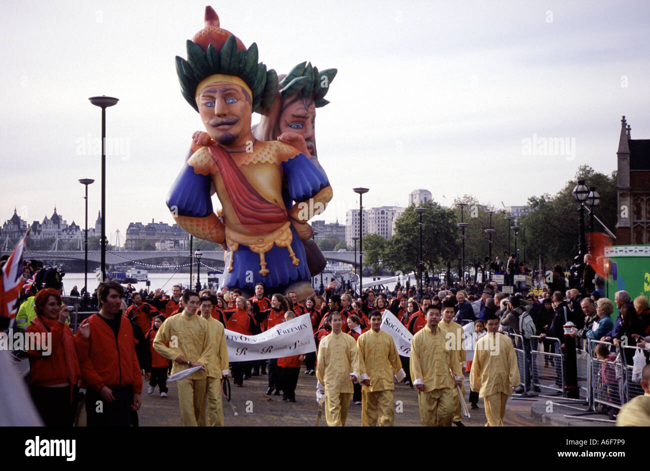 Inflatable Gog and Magog in the Lord Mayor's Show parade, London, UK