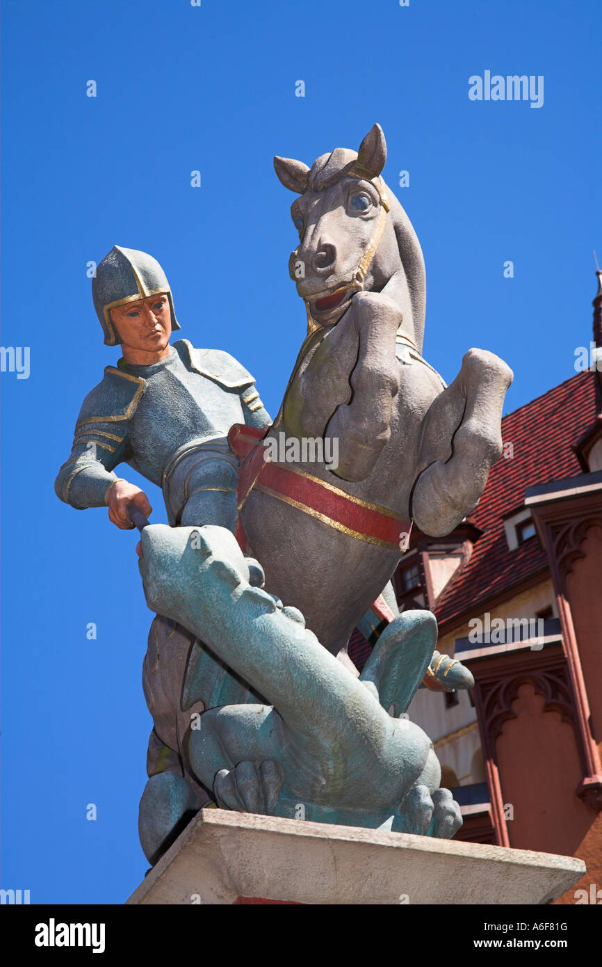 Model of soldier on horseback, German section of EPCOT Center, World Showcase, Disney World, Orlando, Florida, USA Stock Photo