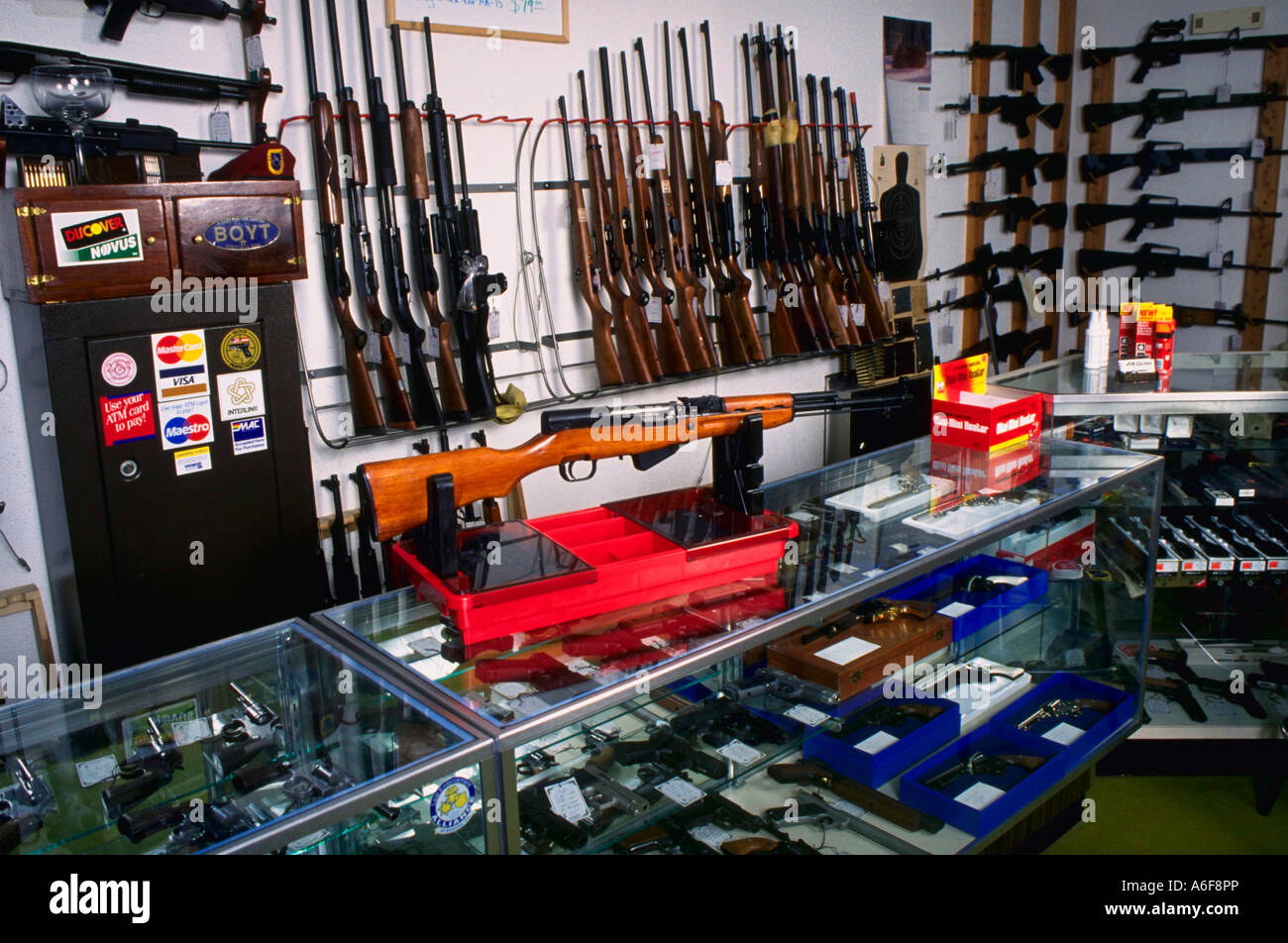 Chinese made SKS rifle on counter at A A Guns in Fairfax Virginia Stock Photo