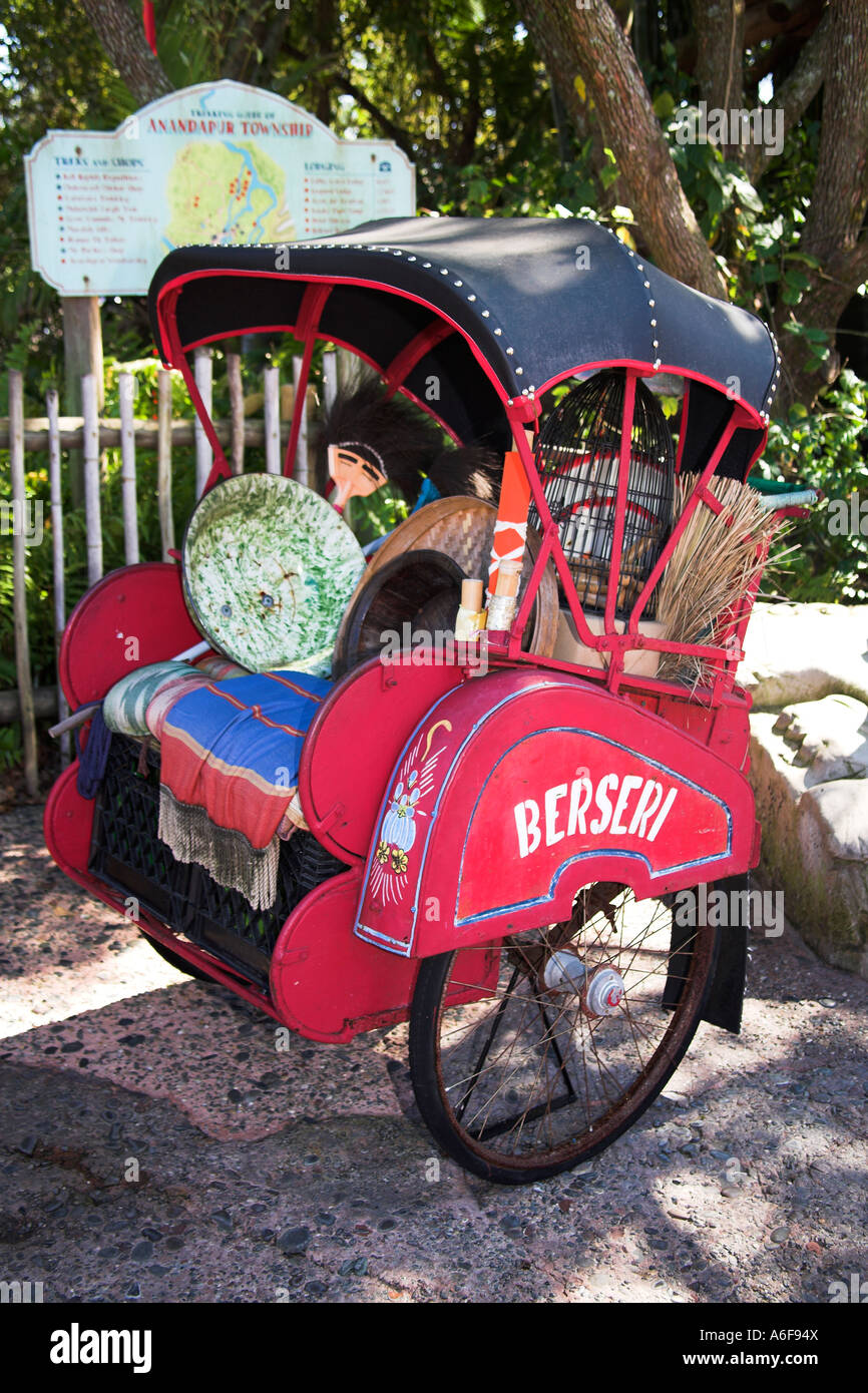Fully laden seat of red tricycle, Animal Kingdom, Disney World, Orlando, Florida, USA Stock Photo