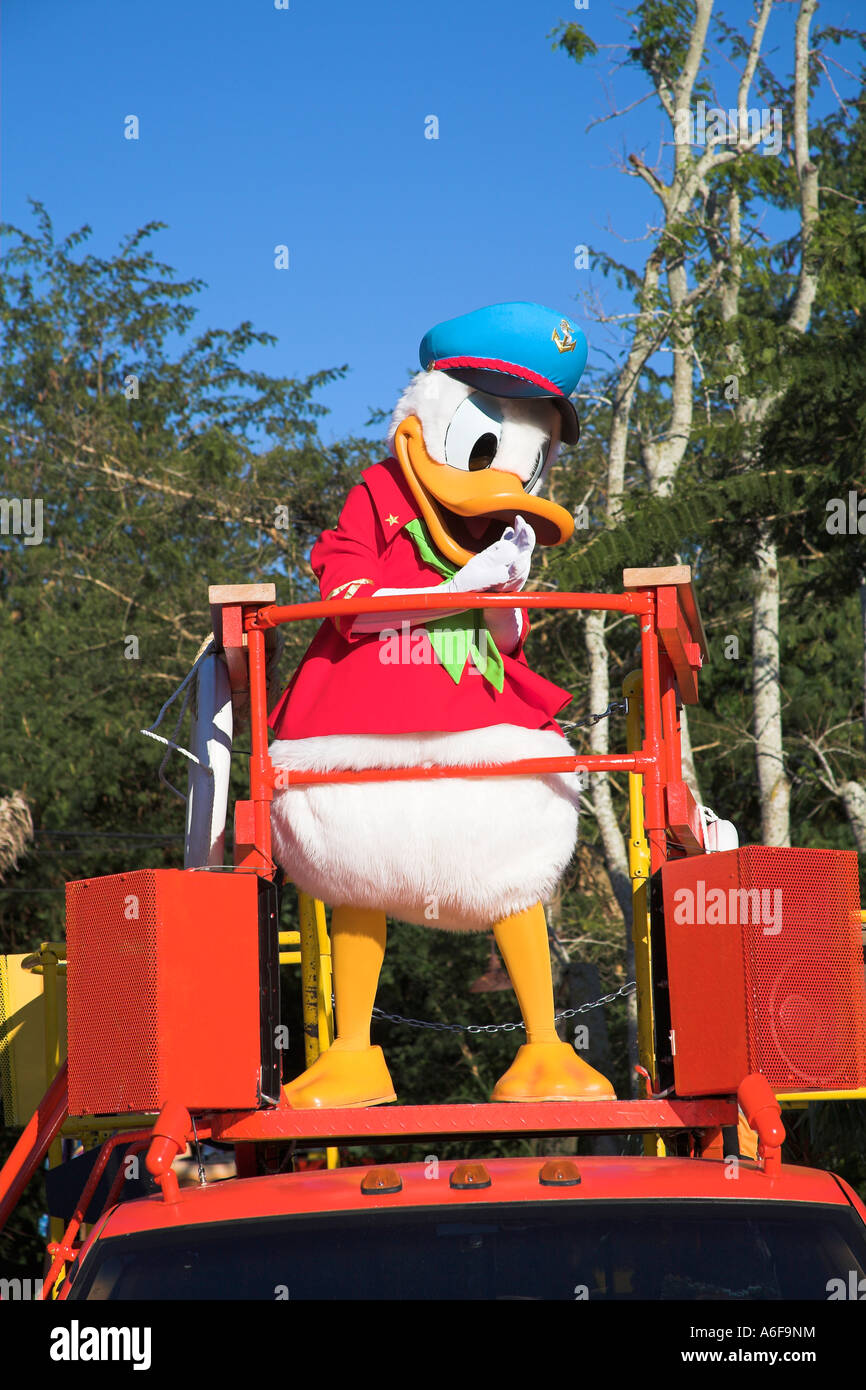 Donald Duck, Mickey’s Jammin Jungle Parade, Animal Kingdom, Disney World, Orlando, Florida, USA Stock Photo