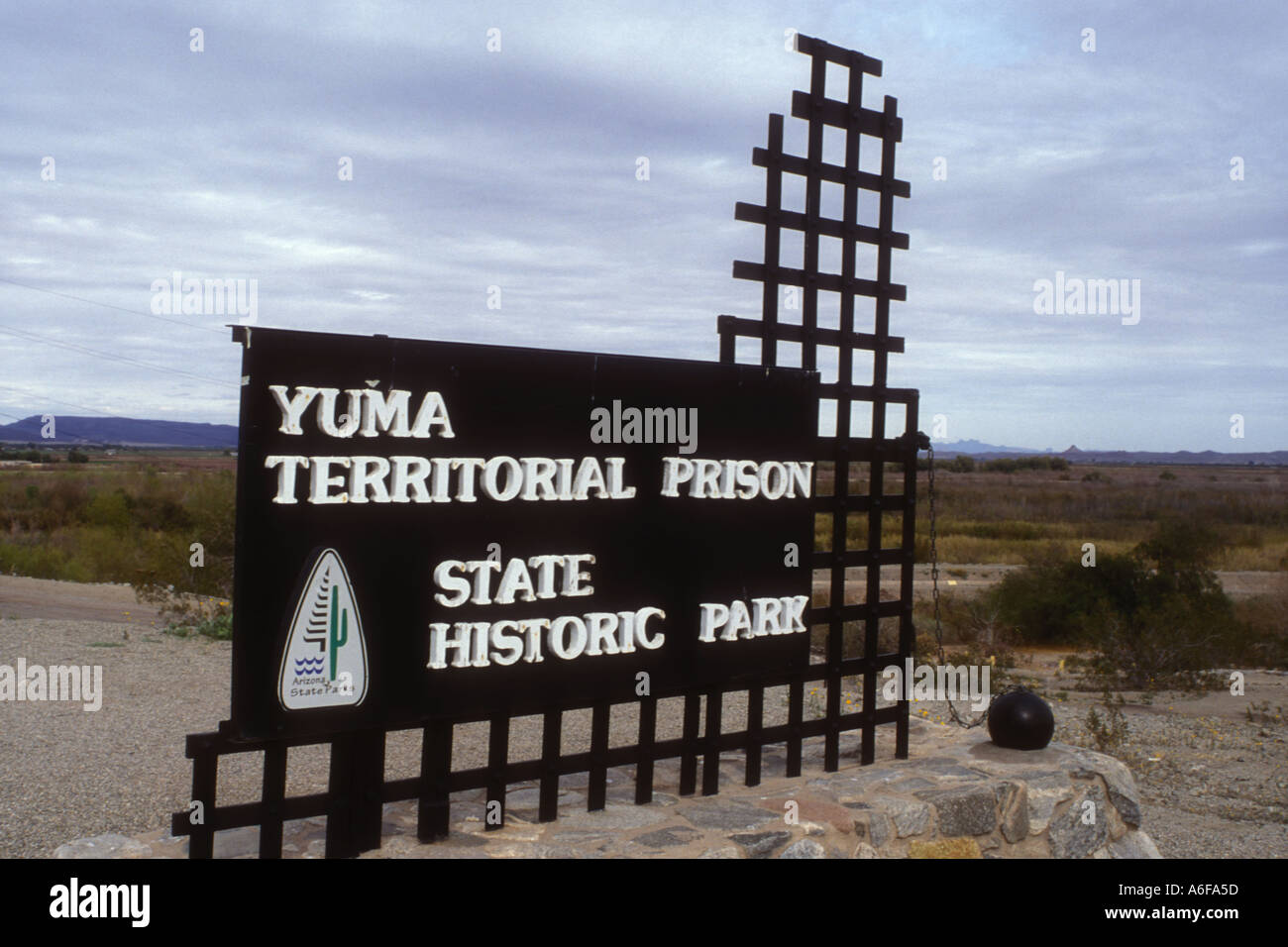 Yuma territorial prison state historic park sign arizona hires stock