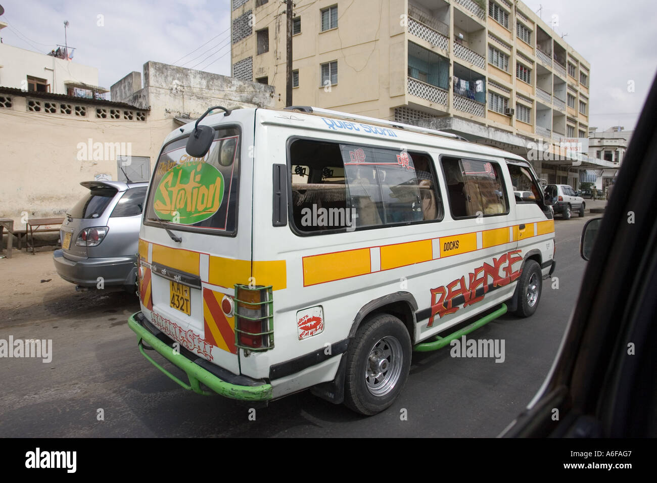 African Taxi Or Matatu In Central Mombasa Kenya East Africa Stock Photo African Taxi Or Matatu In Central Mombasa Kenya East Africa Stock Photo