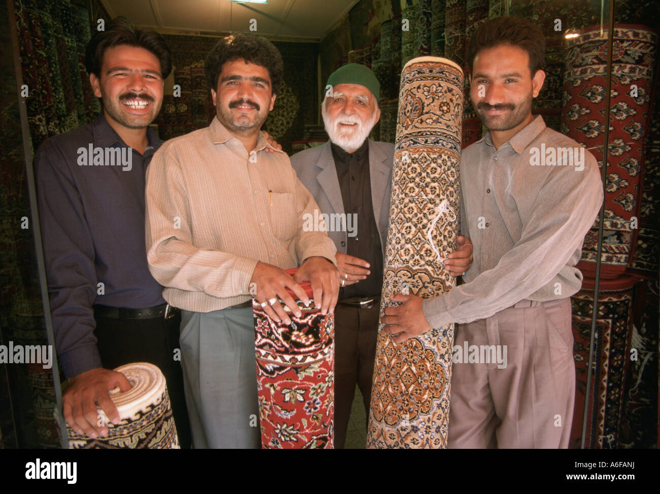 Carpet merchants Masshad Iran Stock Photo - Alamy
