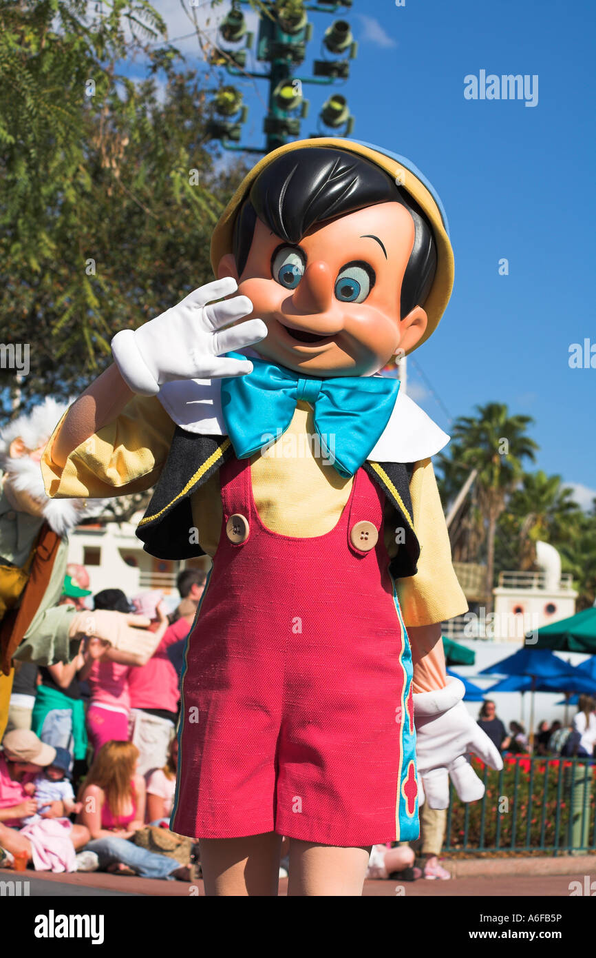 Pinocchio, Disney Stars and Motor Cars Parade, Disney MGM Studios, Disney World, Orlando, Florida, USA Stock Photo