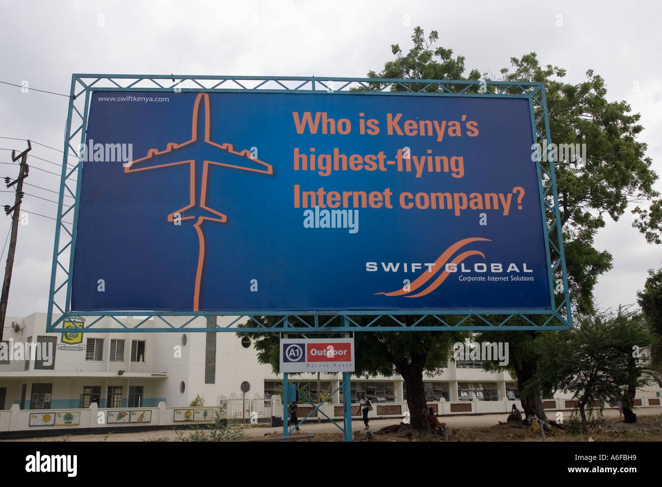 Large billboard advertising Swift Global internet services Mombasa Kenya East Africa Stock Photo