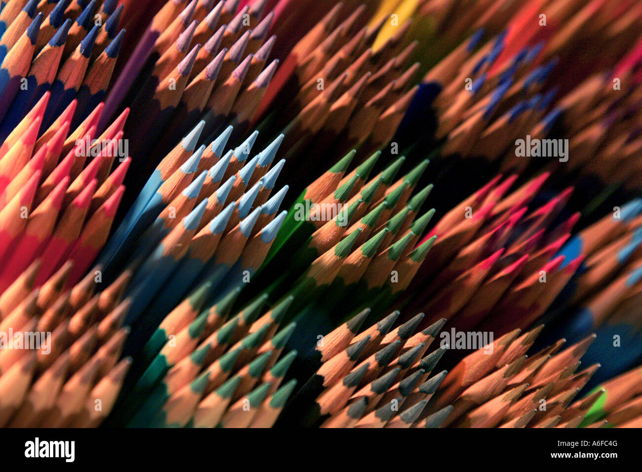 coloured sorted color pencils farblich sortierte Buntstifte Stock Photo