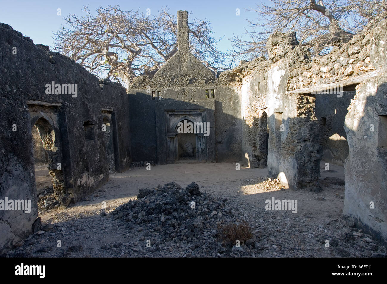 Ruins of Friday mosque at Takwa on Manda Island near Lamu Kenya Stock ...
