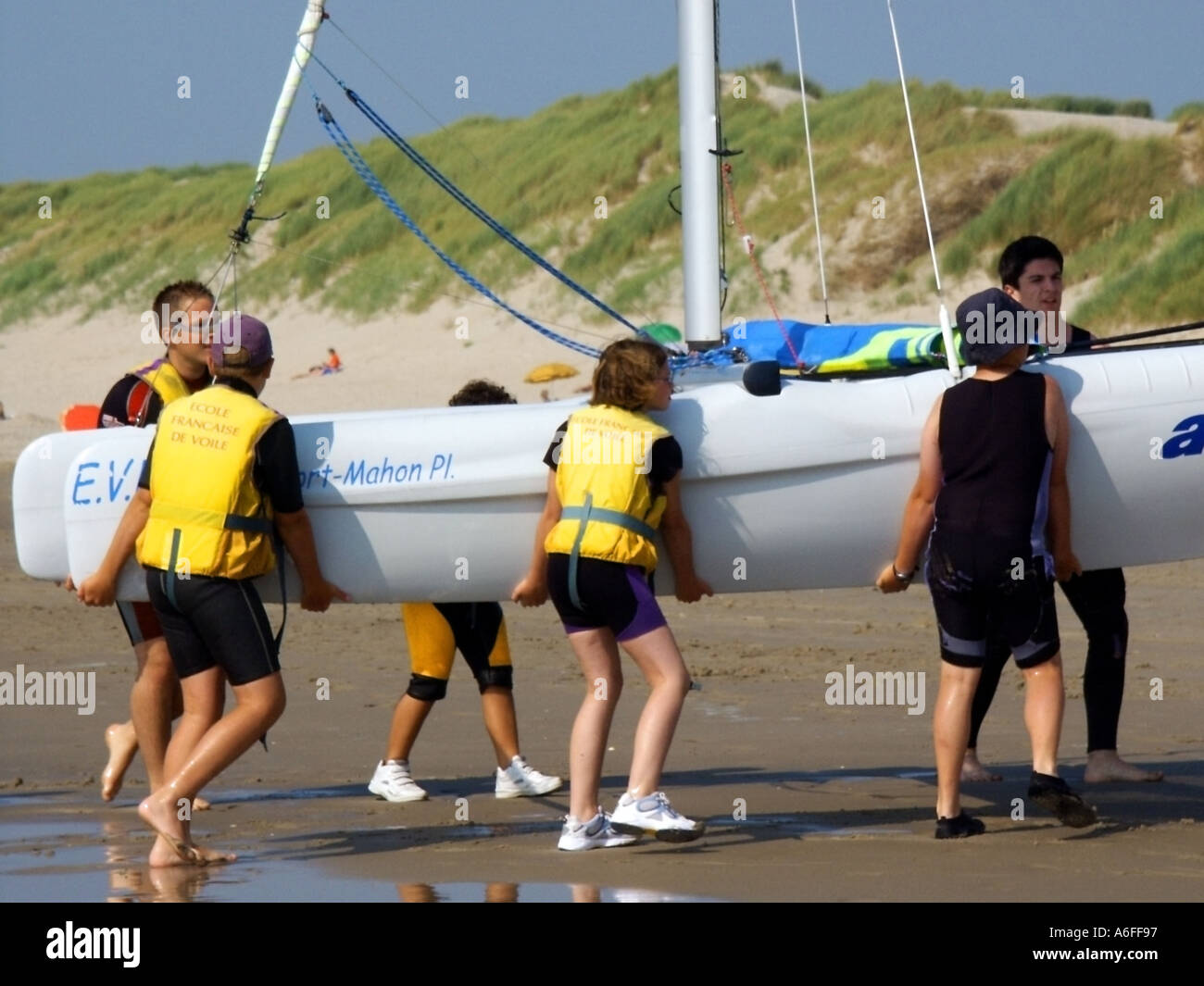 france nord picardy somme fort mahon plage sailing school ecole de voile  Stock Photo - Alamy