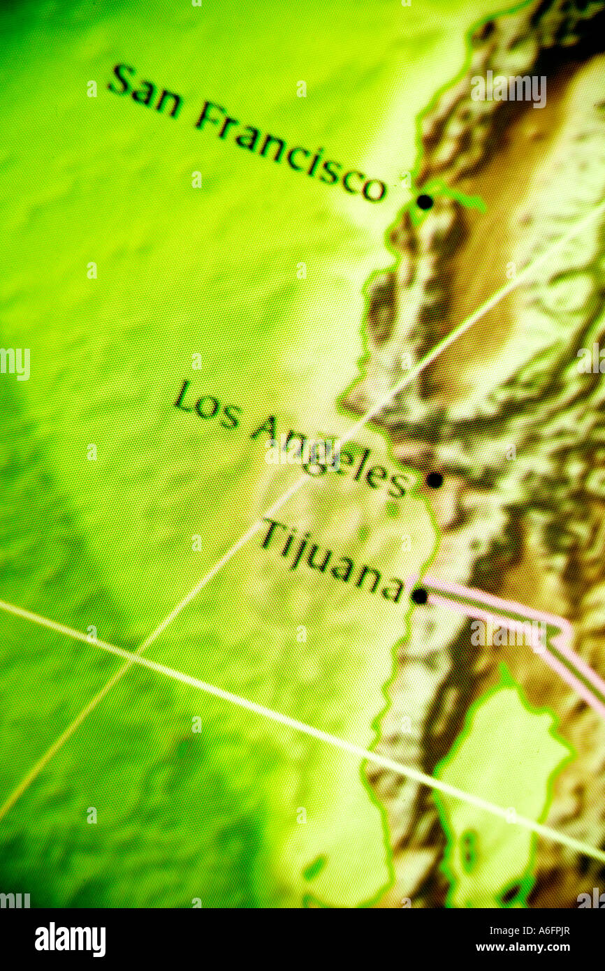 Map showing West Coast of North - Map Showing West Coast Of North America San Francisco Los Angeles A6FPJR