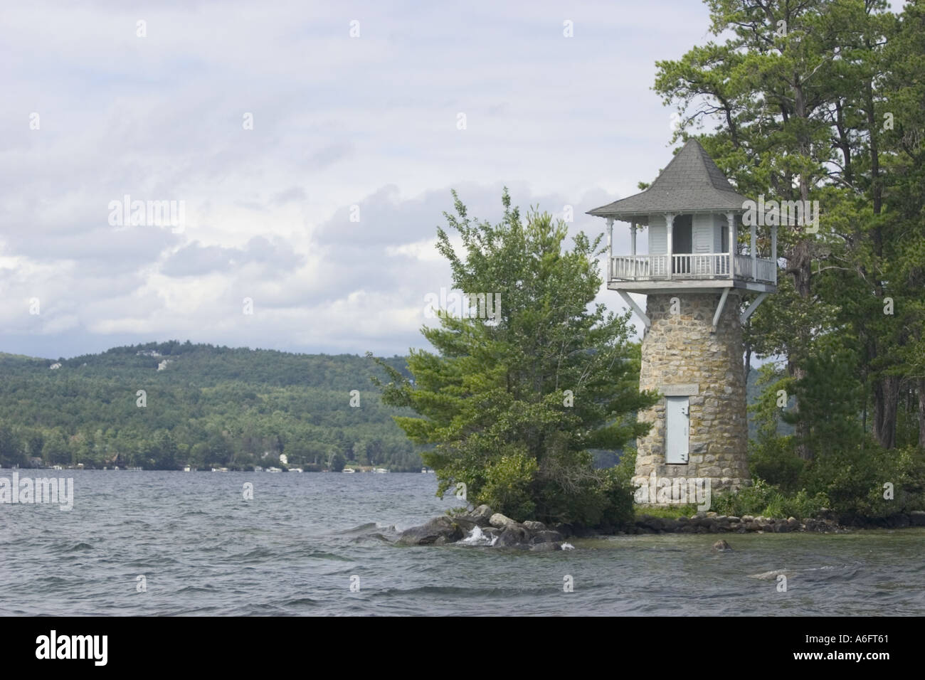 Spindle Point light house on Lake Winnipesaukee New Hampshire Stock