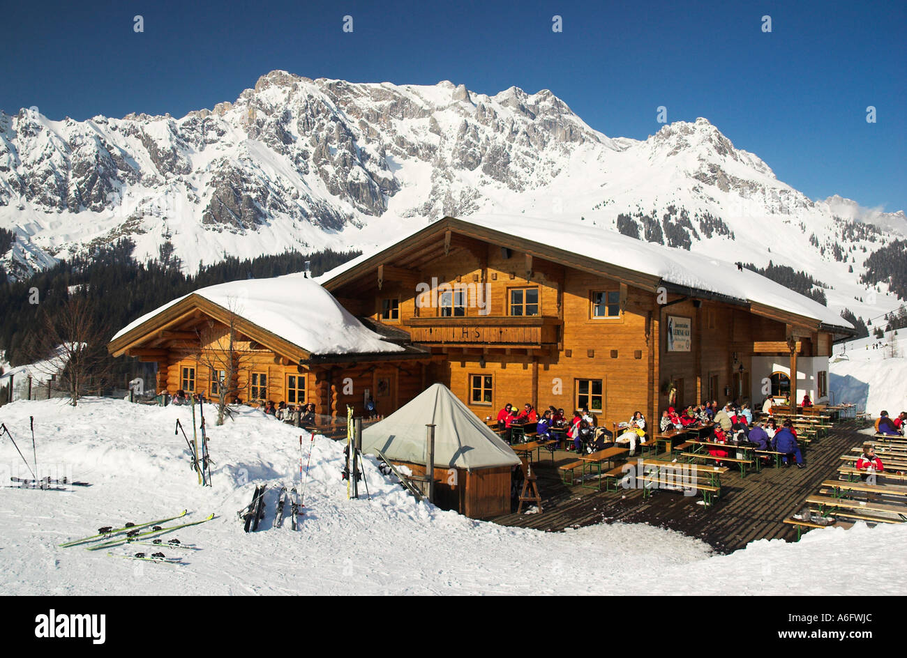 Ski hut in front of Hochkoenig Mountain, Salzburger Land, Austria Stock  Photo - Alamy