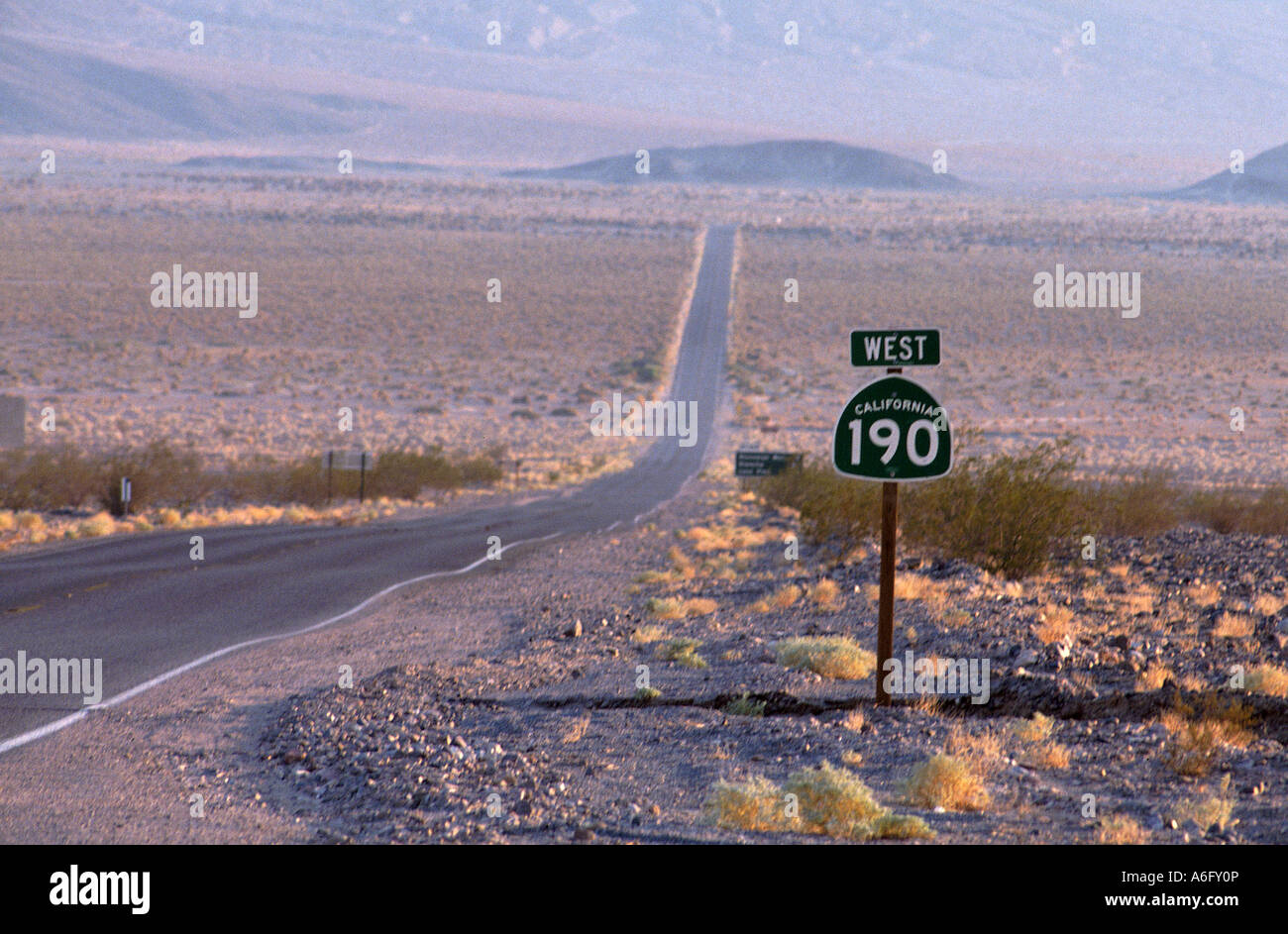 DEATH VALLEY, Arizona,  shimmers in the heat haze of early morning. Photo: Tony Gale Stock Photo