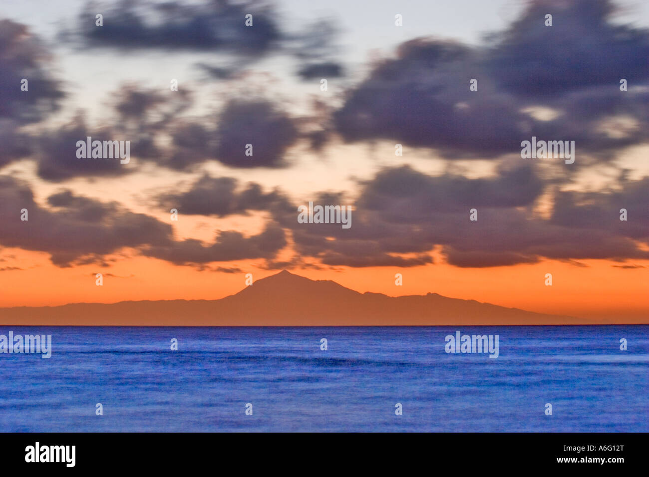 Mount Pico de Teide on Tenerife seen from La Palma in the morning with  rising sun new RAW conversion Stock Photo - Alamy