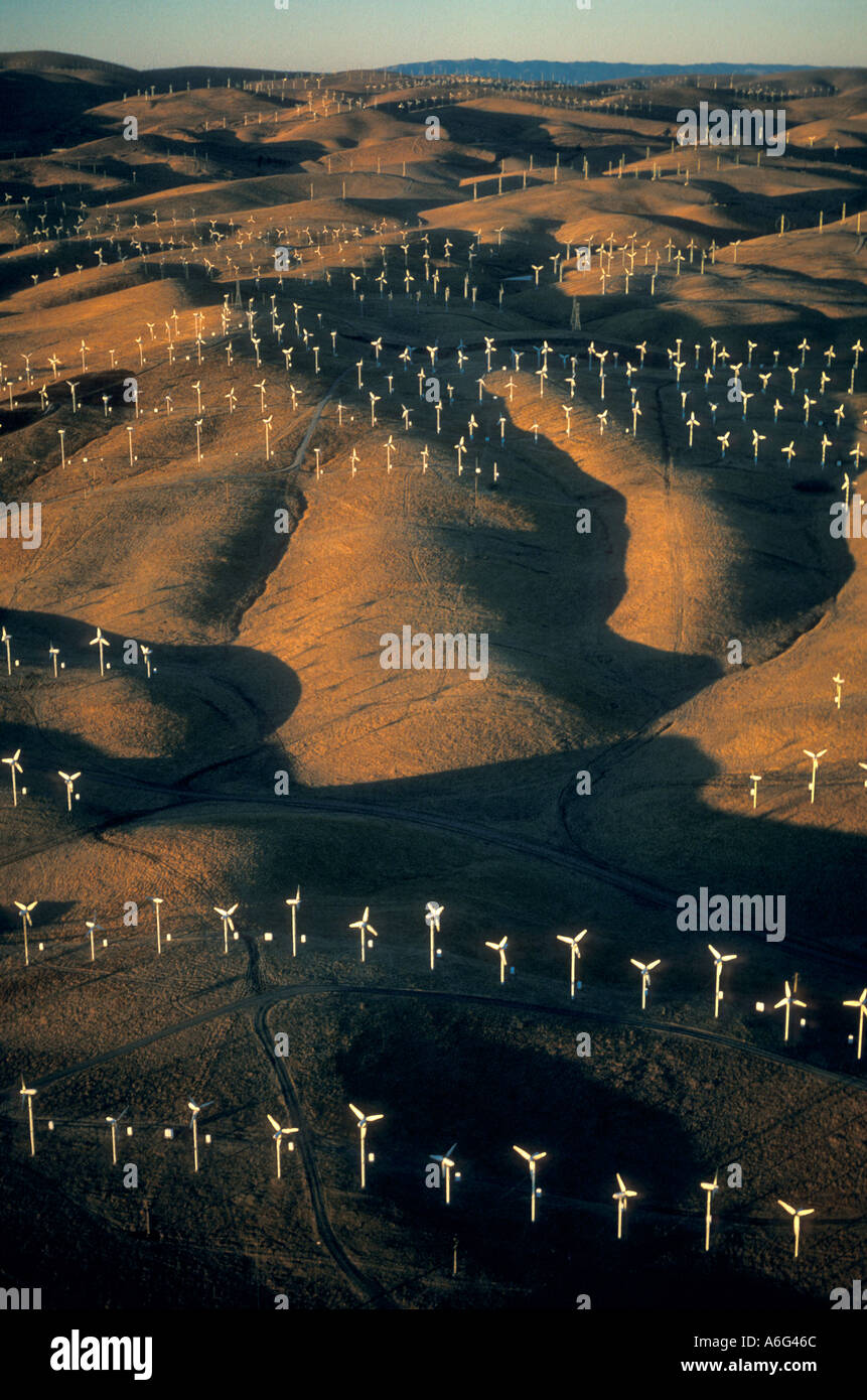 CALIFORNIA ALTAMONT PASS Aerial of Wind Generators Stock Photo