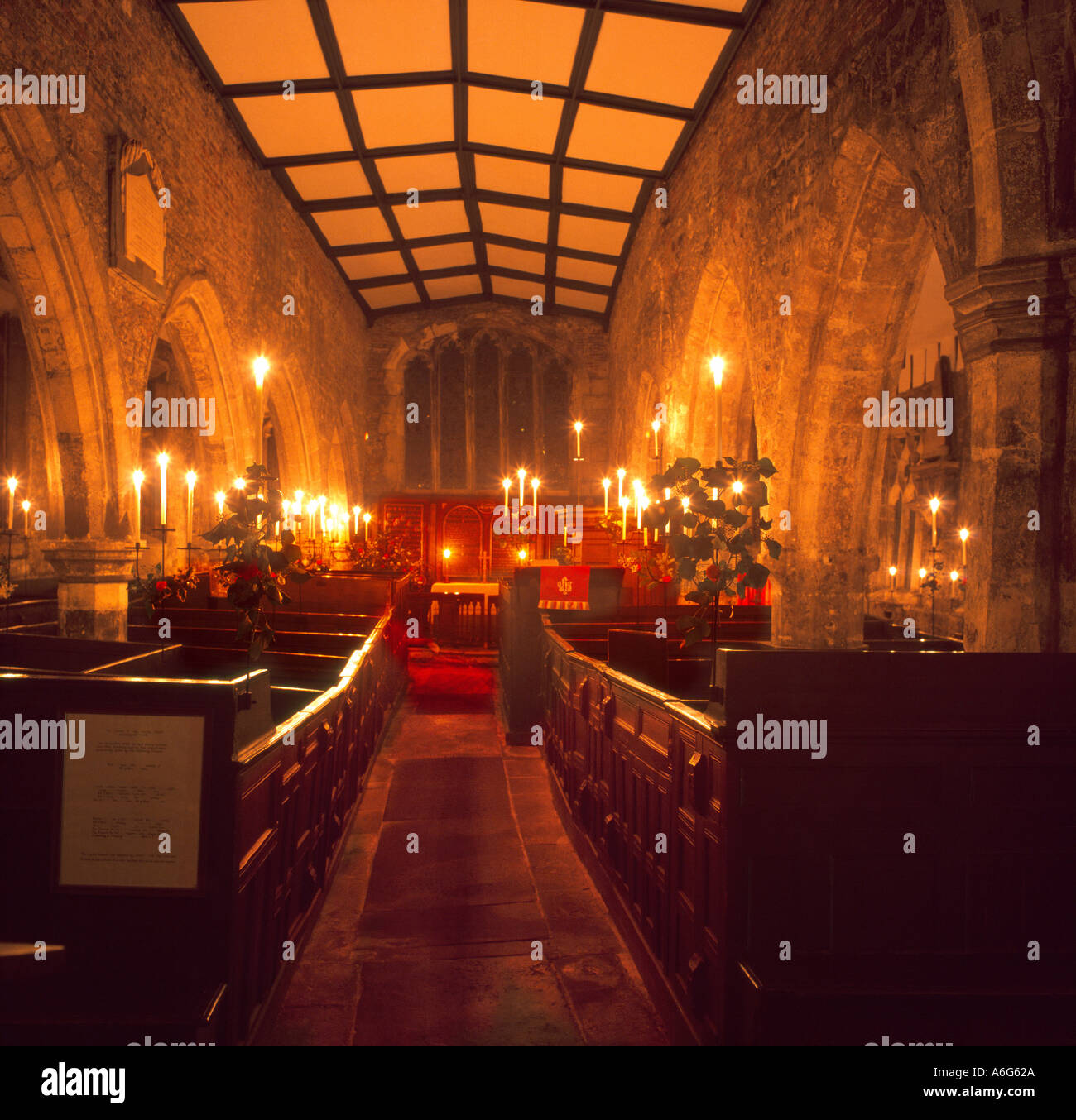 Holy Trinity Church Goodramgate York decorated for candlelit Advent service North Yorkshire England Stock Photo