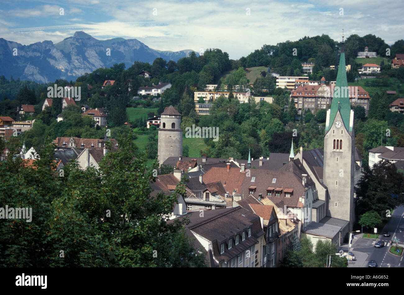 view over city Feldkirch Stock Photo
