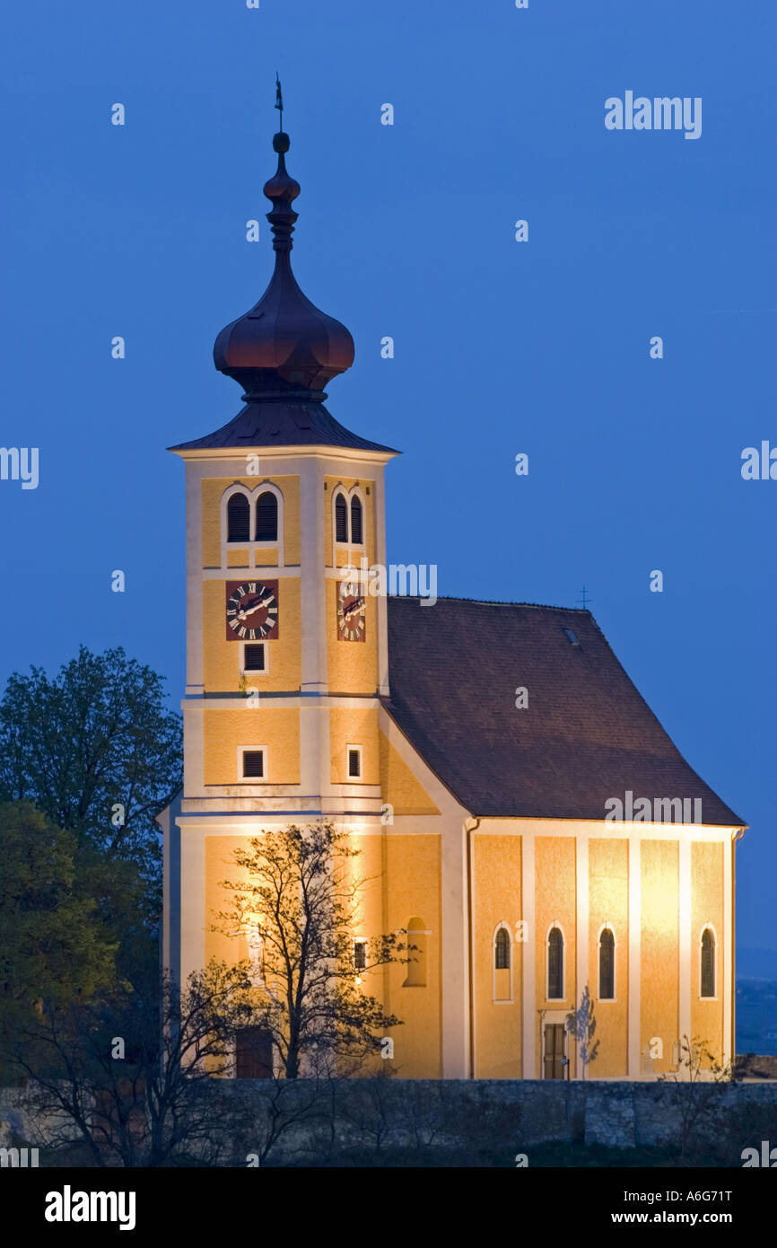 church in the evening, Austria, Donnerskirchen Stock Photo
