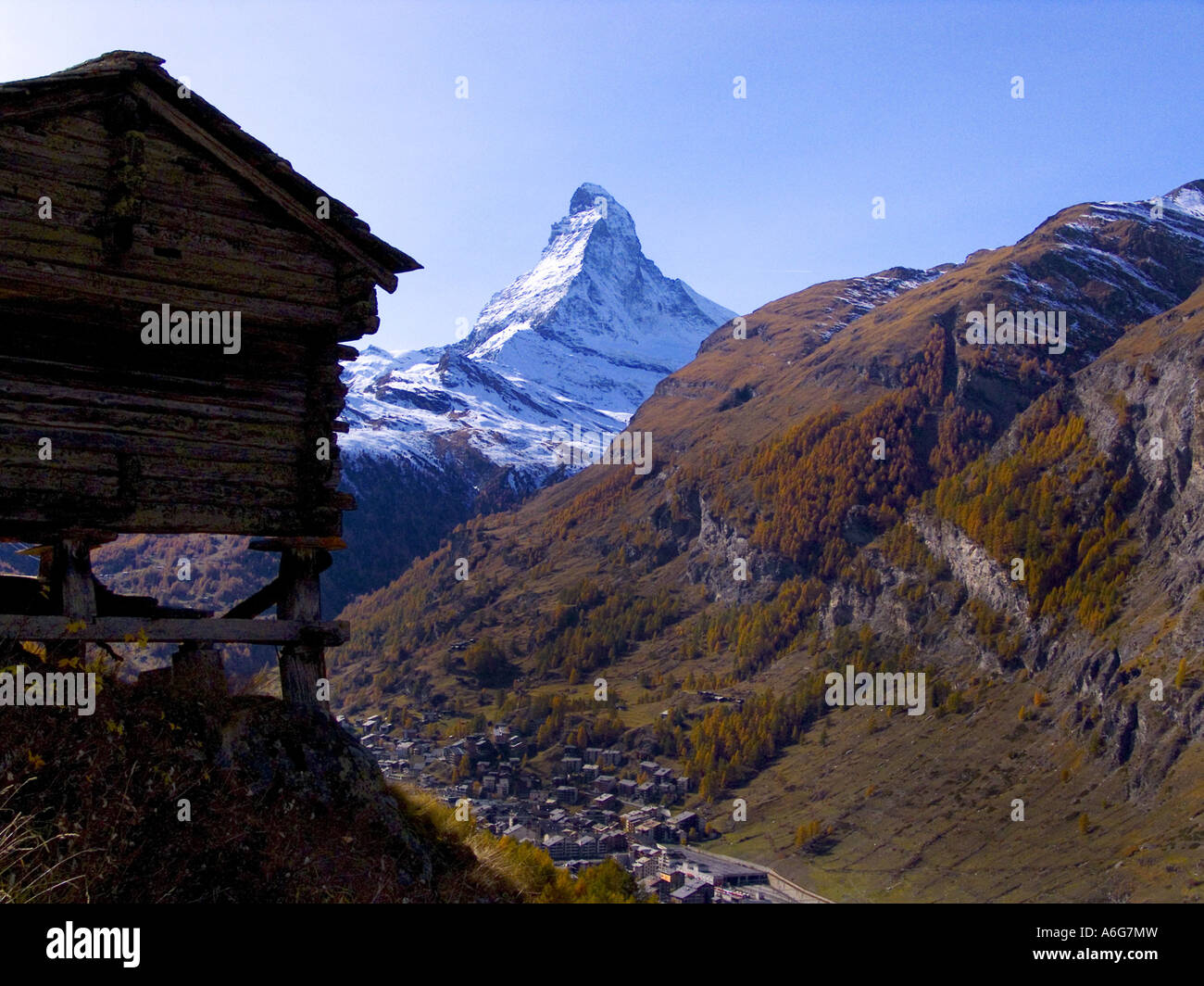 Zermatt in autumn, with the Matterhorn in the background, Switzerland ...
