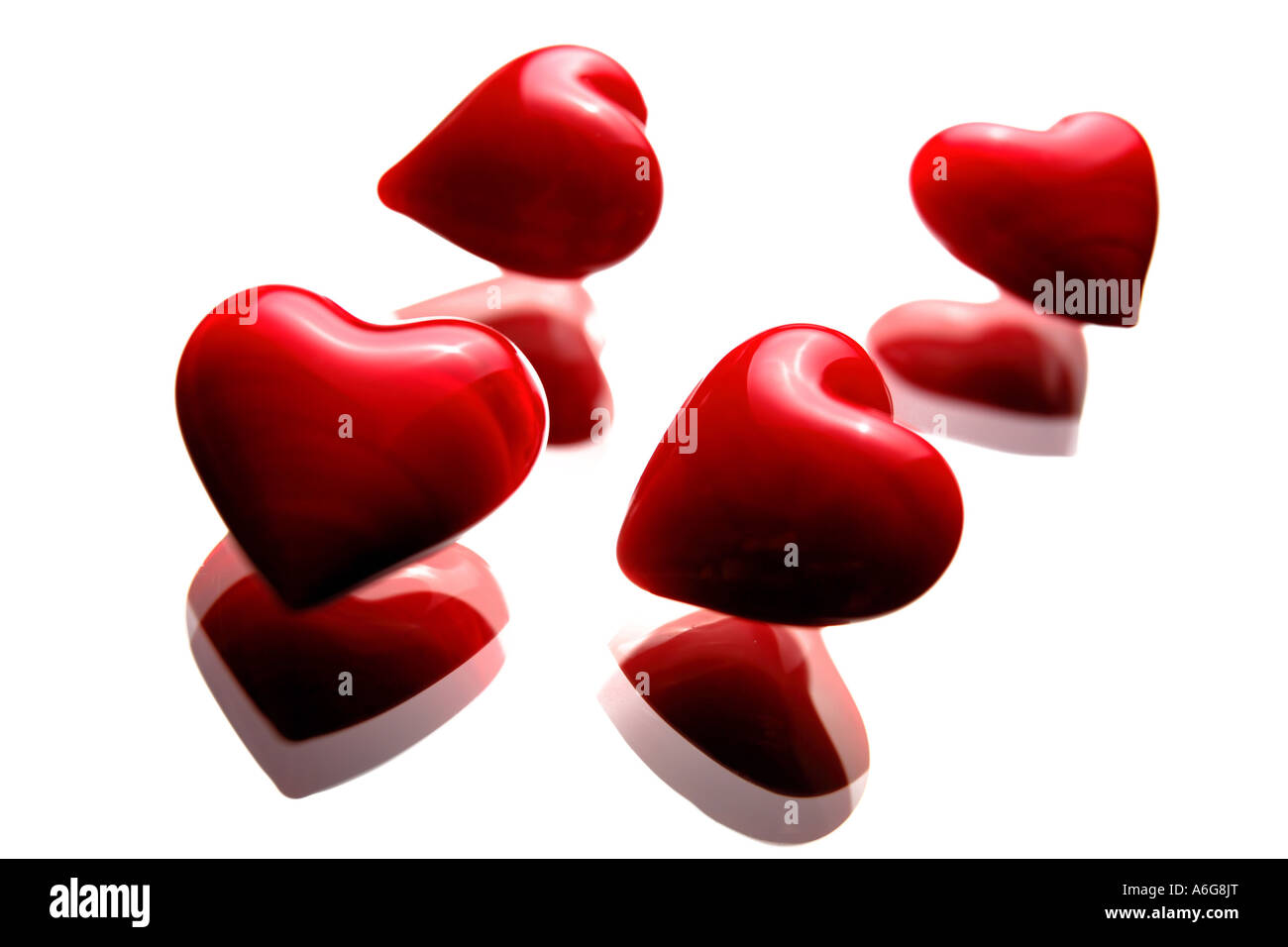 Reflected hearts Stock Photo