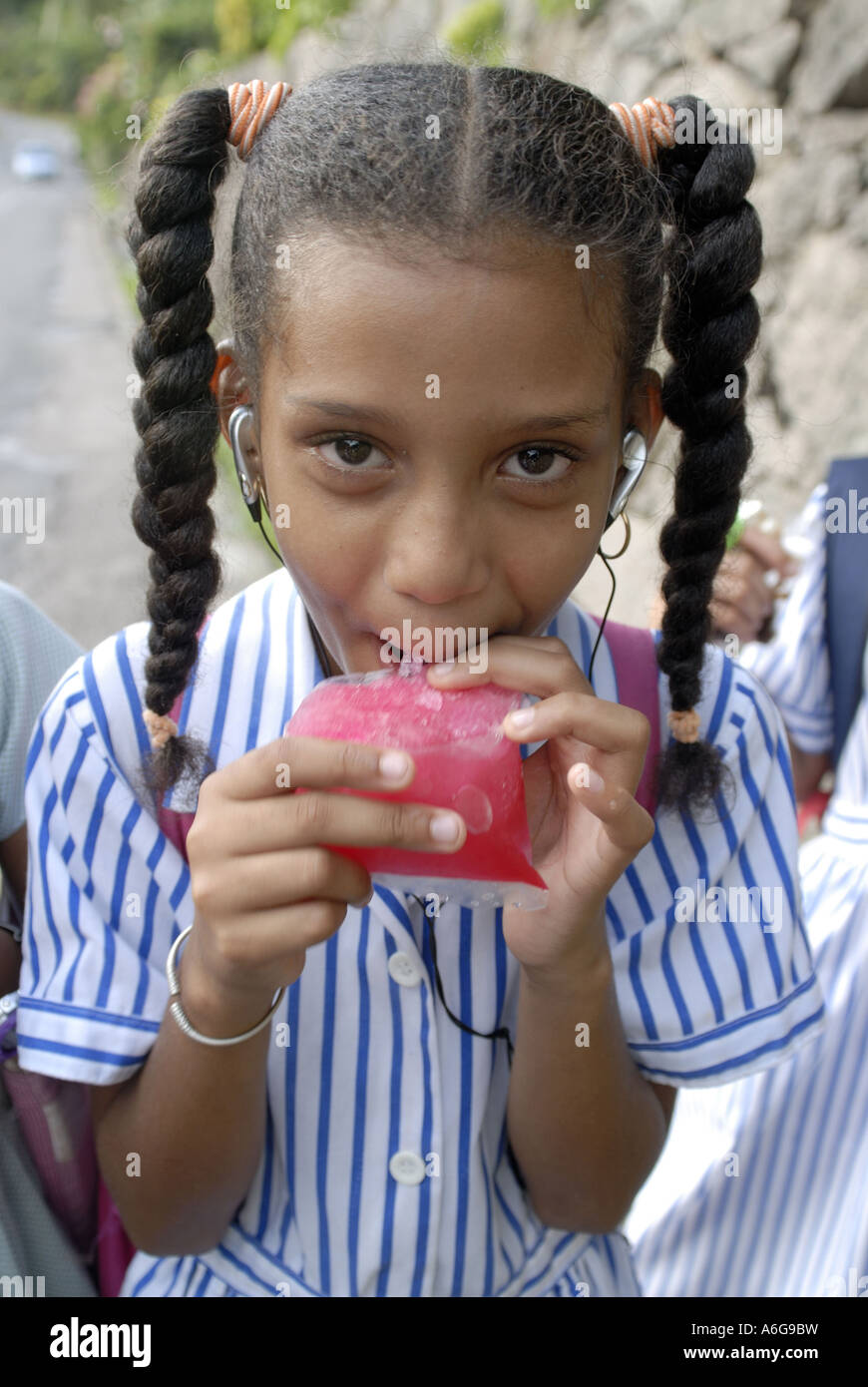 schoolchild, Seychelles Stock Photo