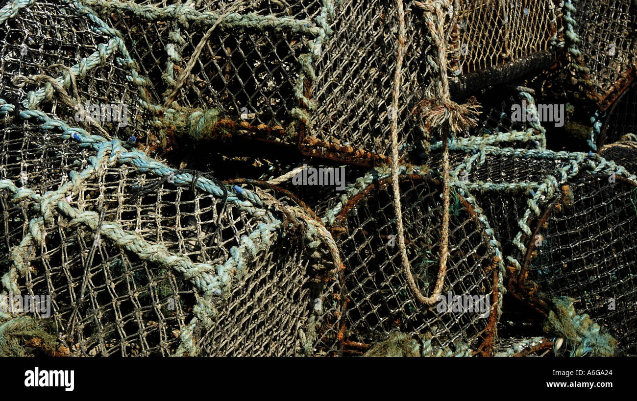 crab lobster crayfish pot net rope frame wire steel metal knot pile