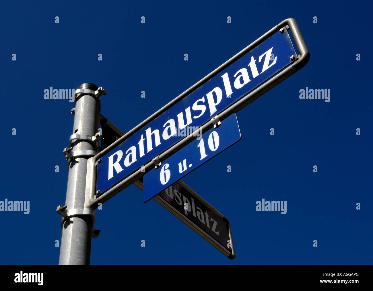 Road sign Rathausplatz (town hall) Stock Photo