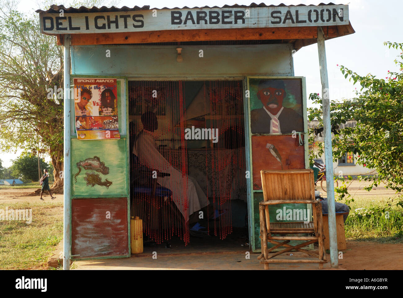 Small town hairdressers,caled Delight Barber Saloon, Kitgum, Uganda Stock Photo