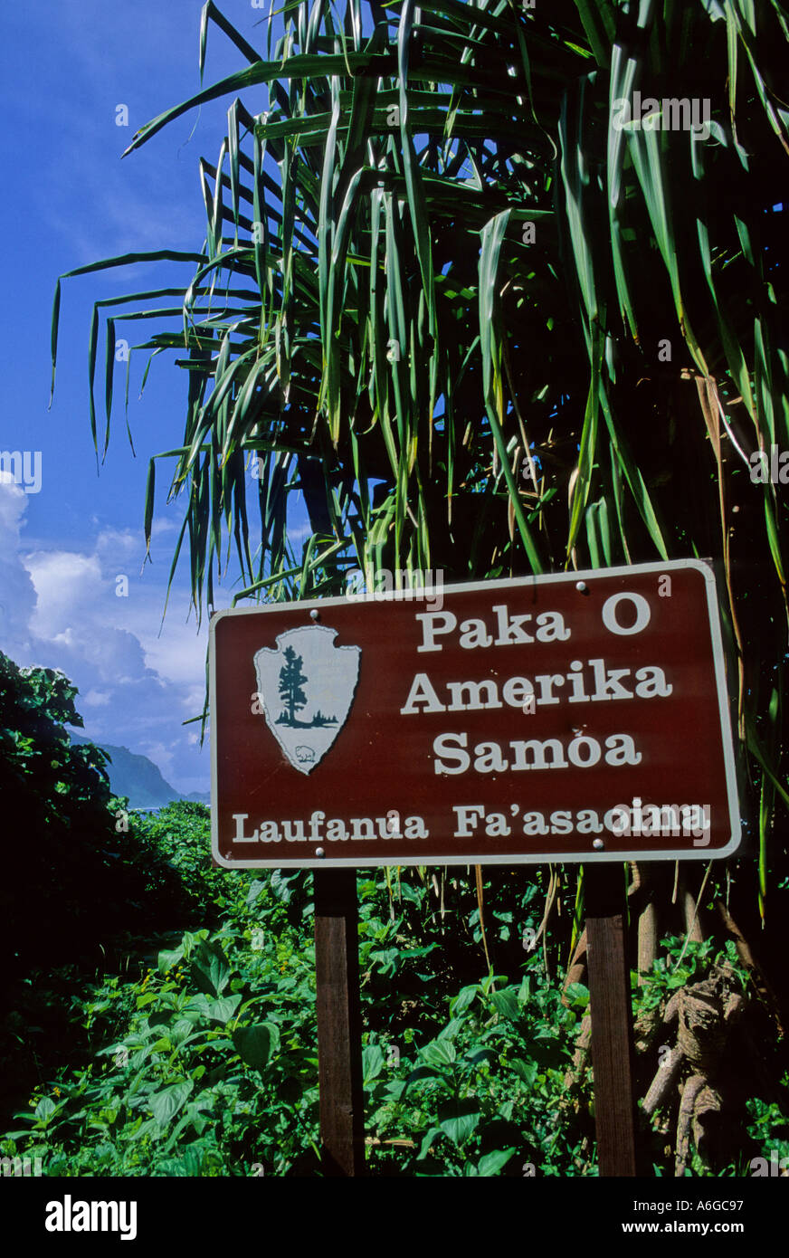 Sign at Ofu Island American Samoa Stock Photo