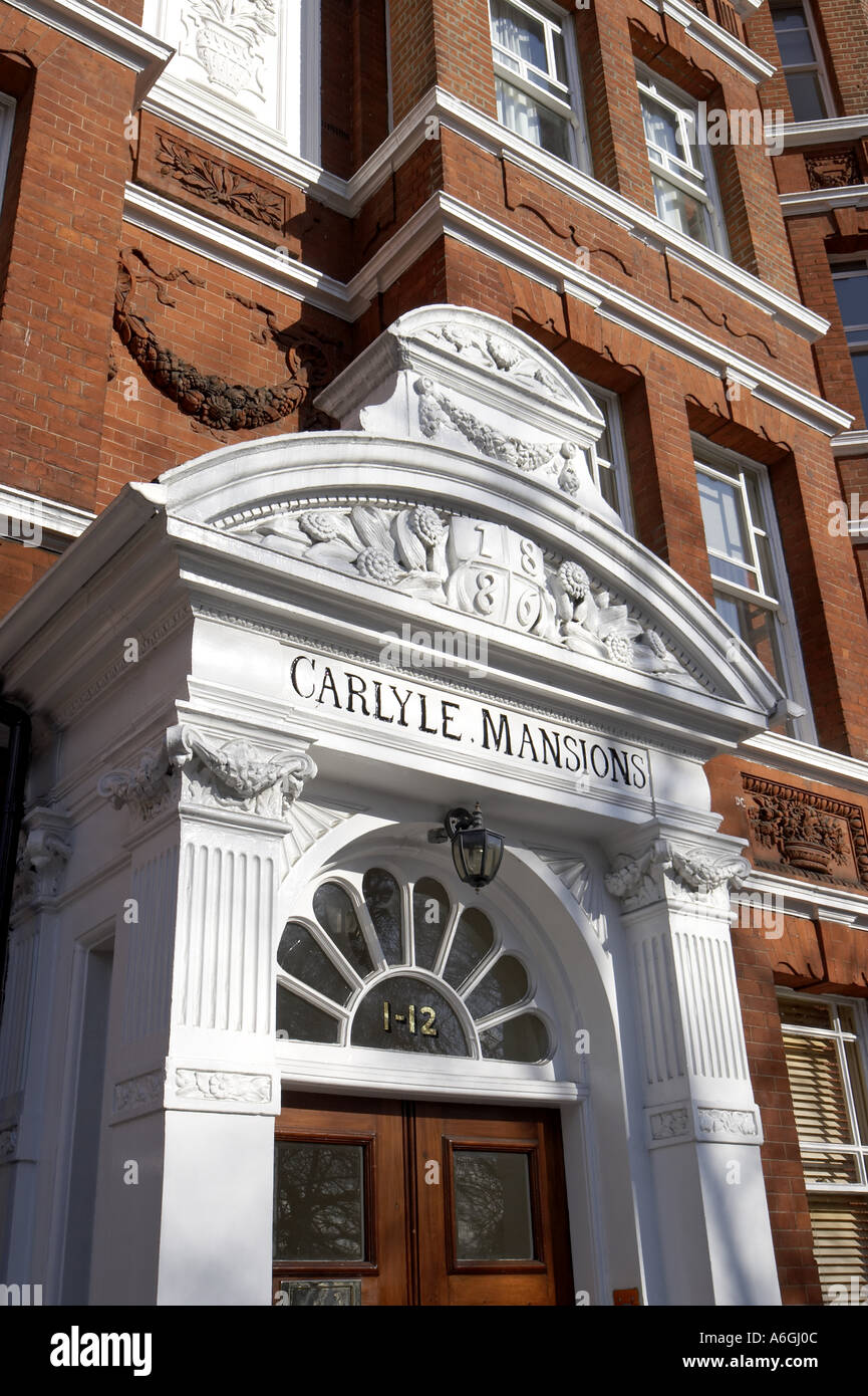 Carlyle Mansions Victorian mansion block or Flats and Apartments door